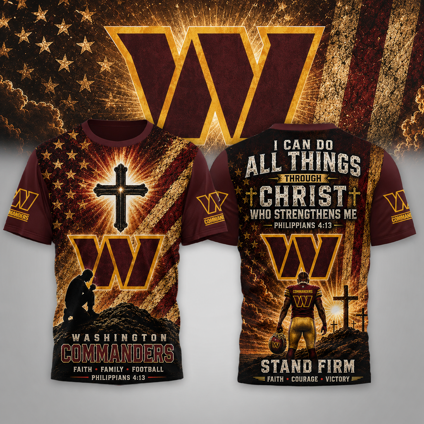 Premium NFL x WAS Faith Family 3D Shirt