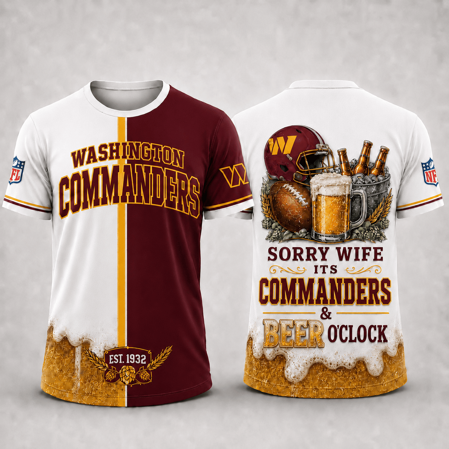 Premium NFL x WAS Sorry Wife It's Match Day And Beer Time Funny Sports Fan 3D Shirt 290626