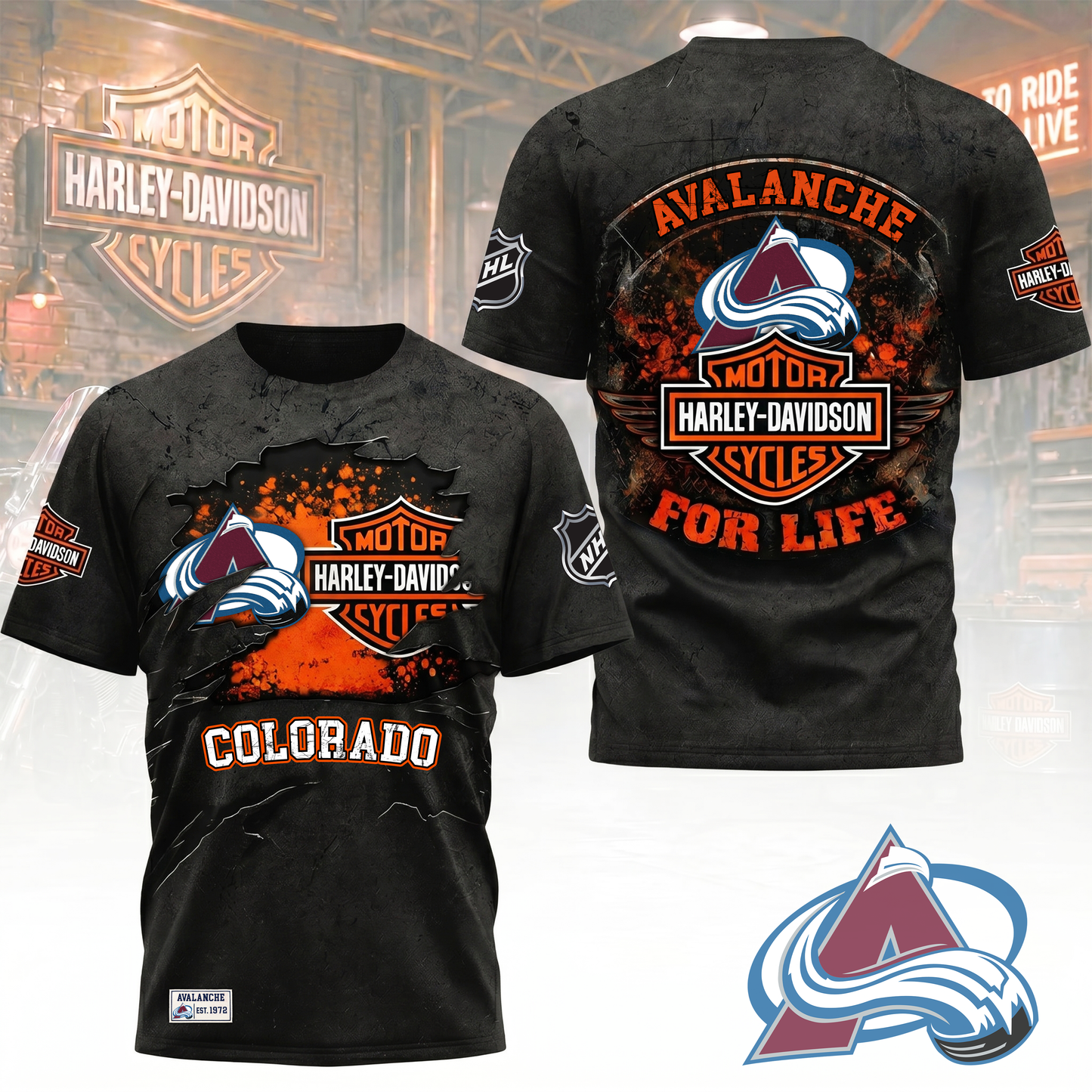 Premium NHL X CA Harley Davidson For Life 3D Shirt NDT VHM 180526