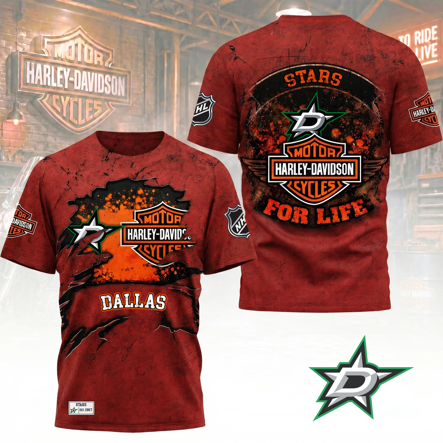Premium NHL X DS Harley Davidson For Life 3D Shirt NDT VHM 180526