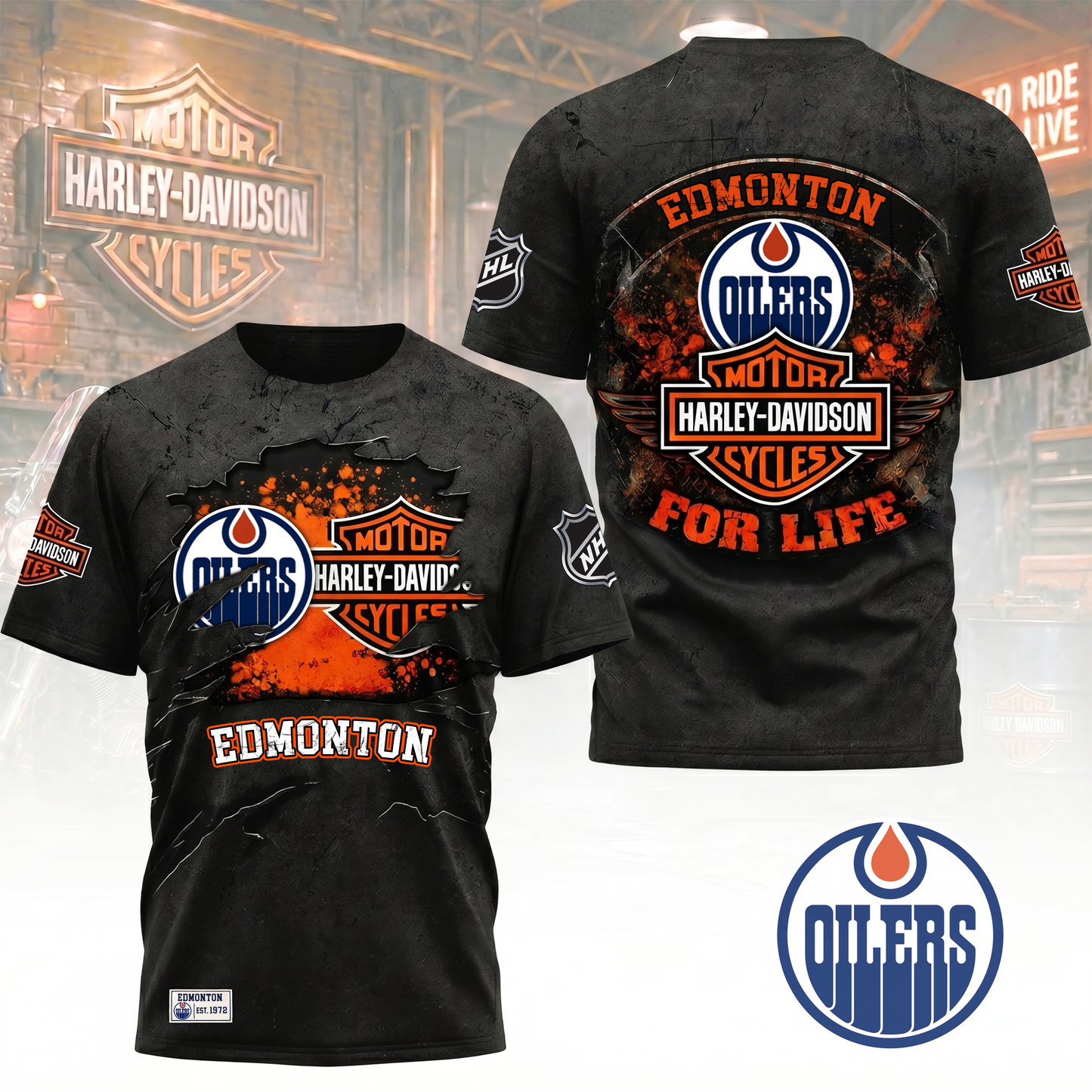 Premium NHL X EO Harley Davidson For Life 3D Shirt NDT VHM 180526