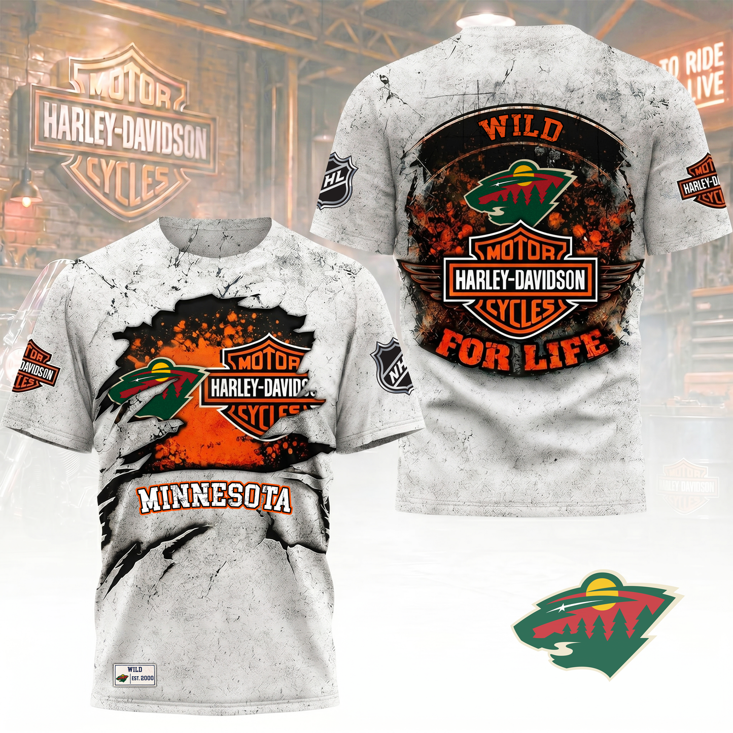Premium NHL X MW Harley Davidson For Life 3D Shirt NDT VHM 180526