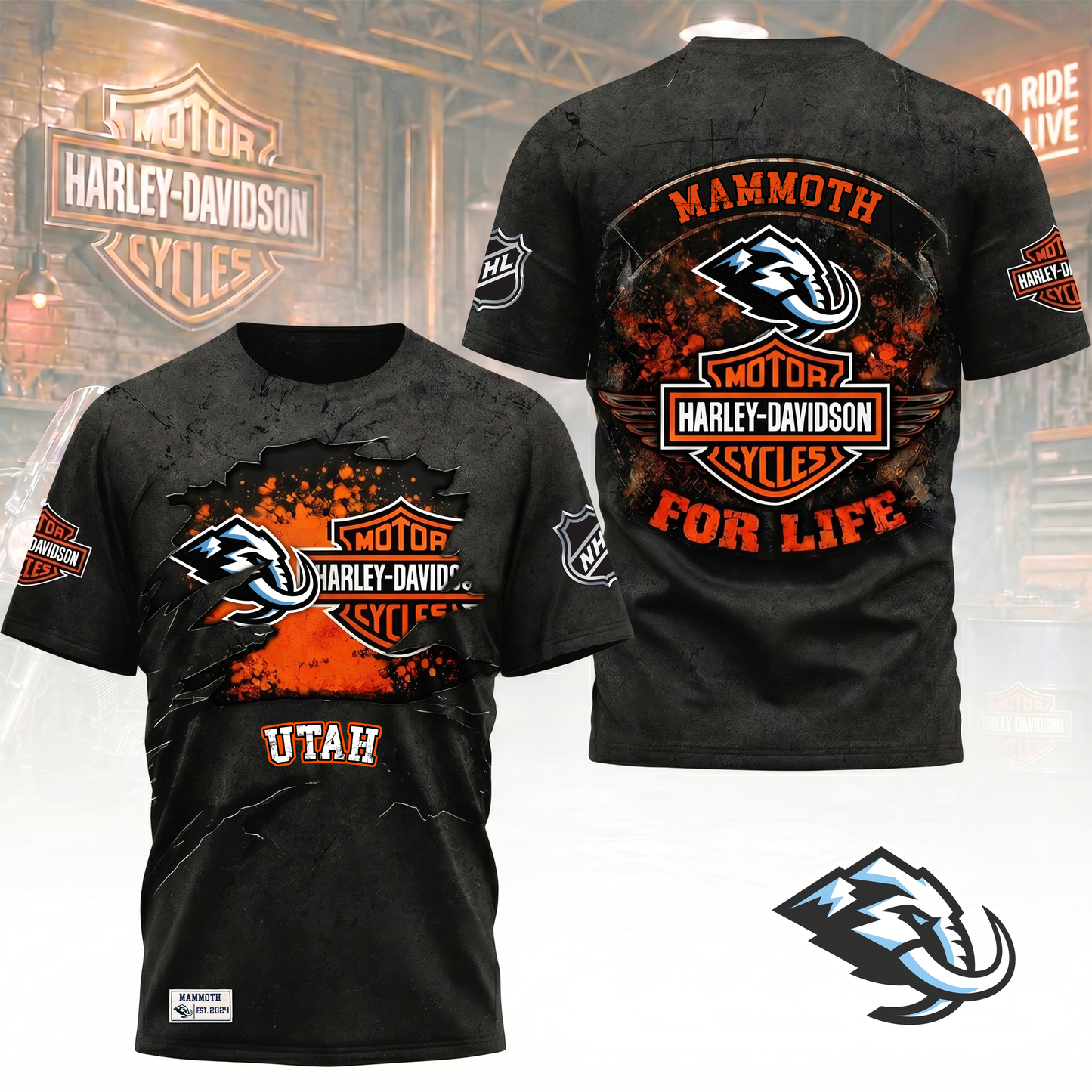 Premium NHL X UM Harley Davidson For Life 3D Shirt NDT VHM 180526