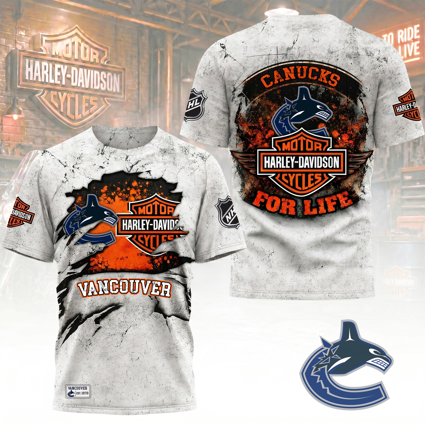 Premium NHL X VC Harley Davidson For Life 3D Shirt NDT VHM 180526