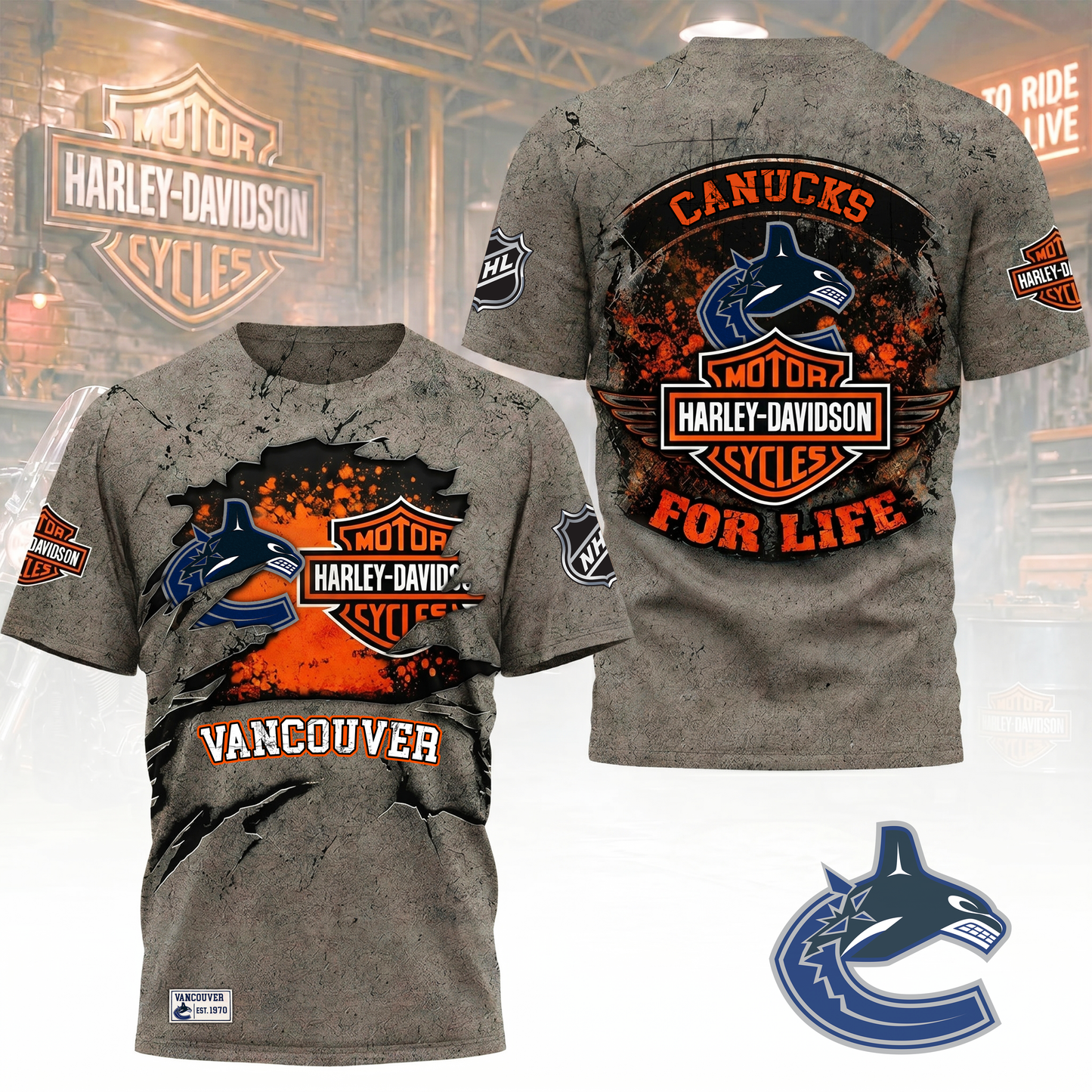 Premium NHL X VC Harley Davidson For Life 3D Shirt NDT VHM 180526
