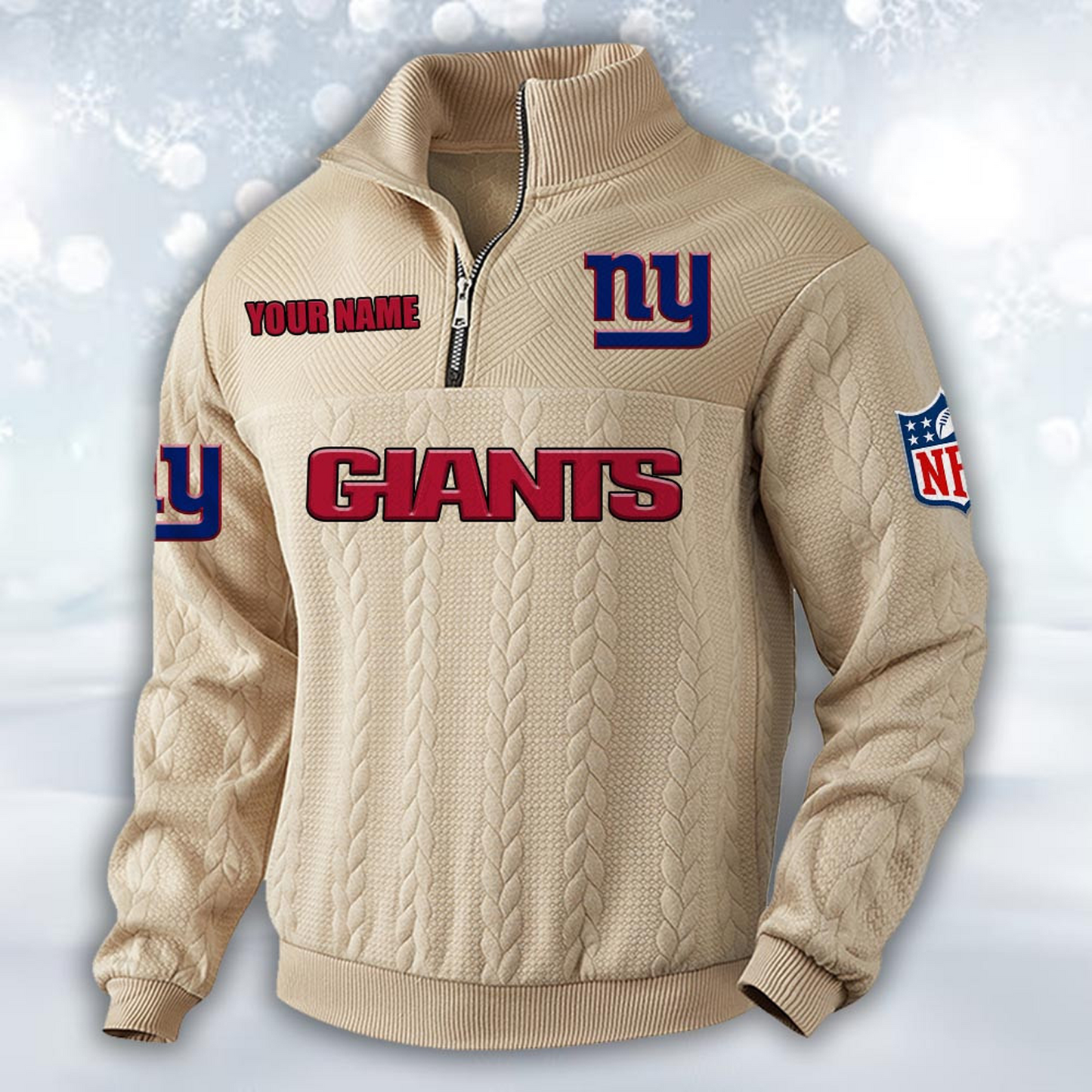 Premium NYG x NFL Cable Knit Quarter-Zip DATND TANTD