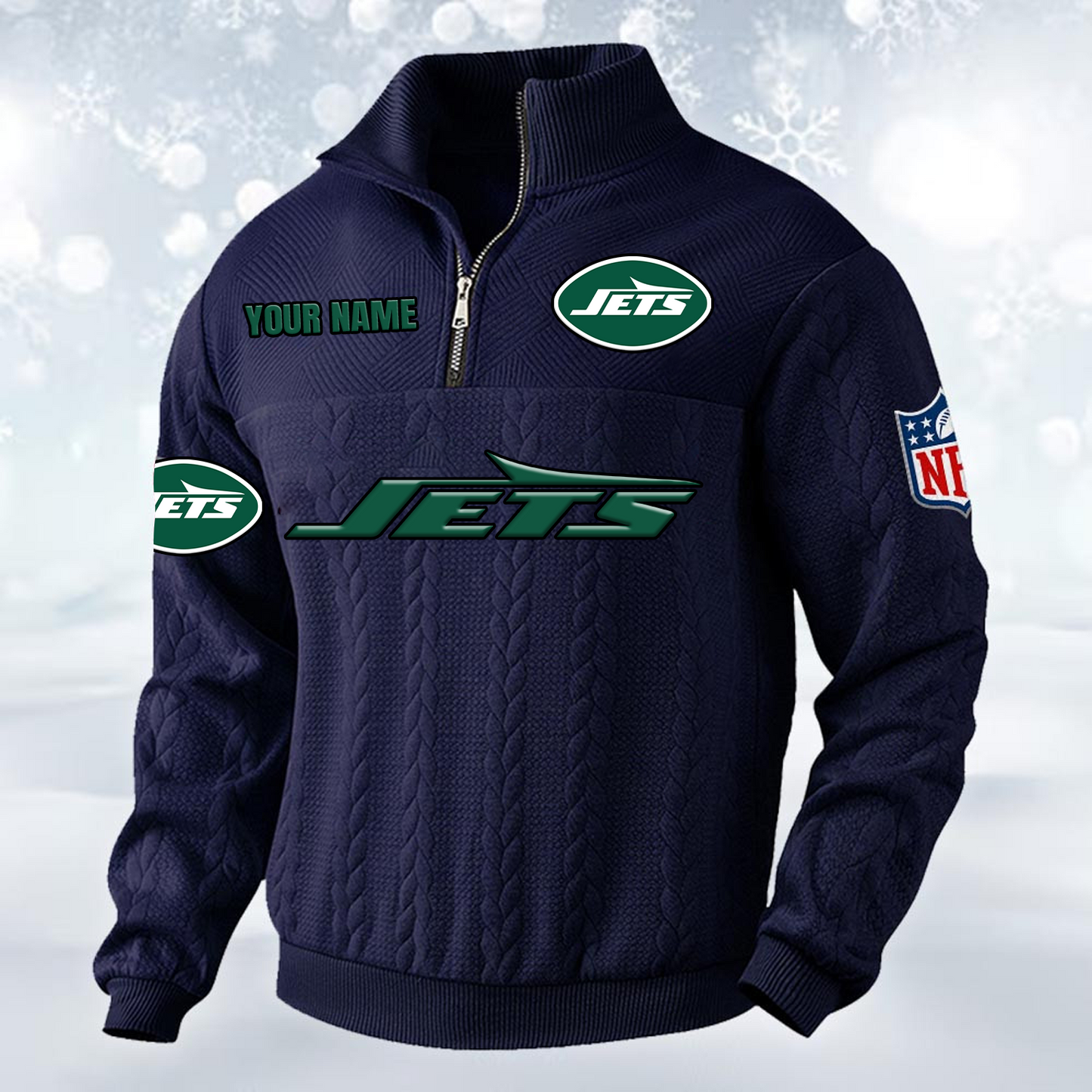 Premium NYJ x NFL Cable Knit Quarter-Zip DATND TANTD