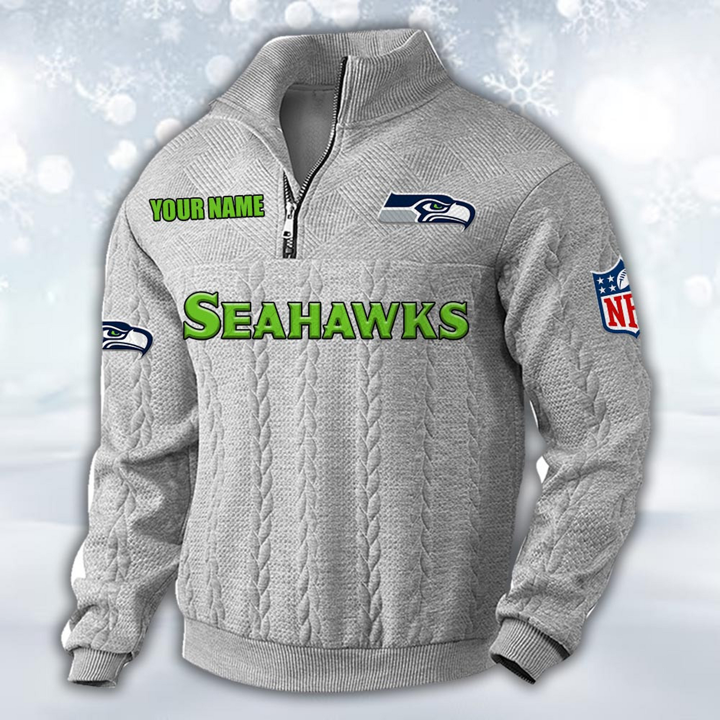 Premium SEA x NFL Cable Knit Quarter-Zip DATND TANTD