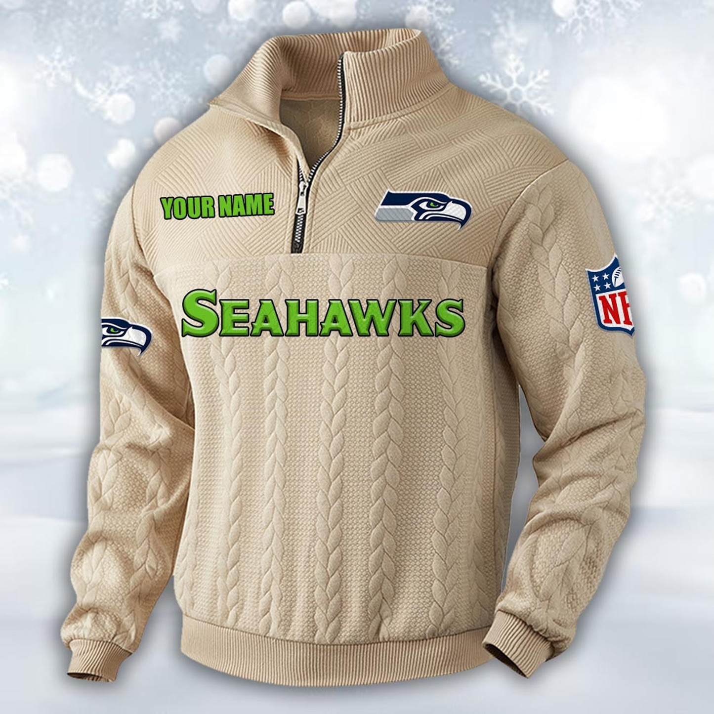 Premium SEA x NFL Cable Knit Quarter-Zip DATND TANTD