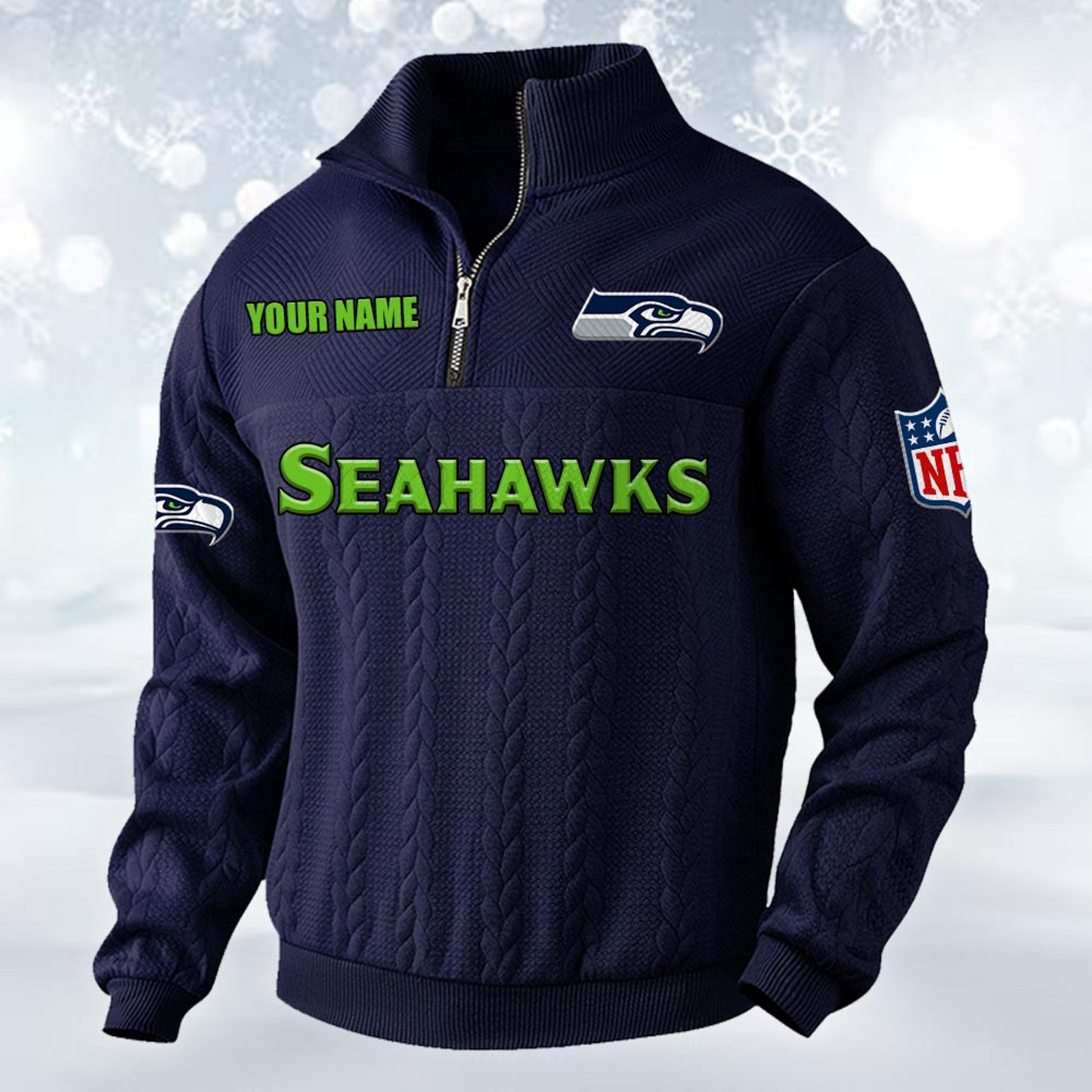 Premium SEA x NFL Cable Knit Quarter-Zip DATND TANTD
