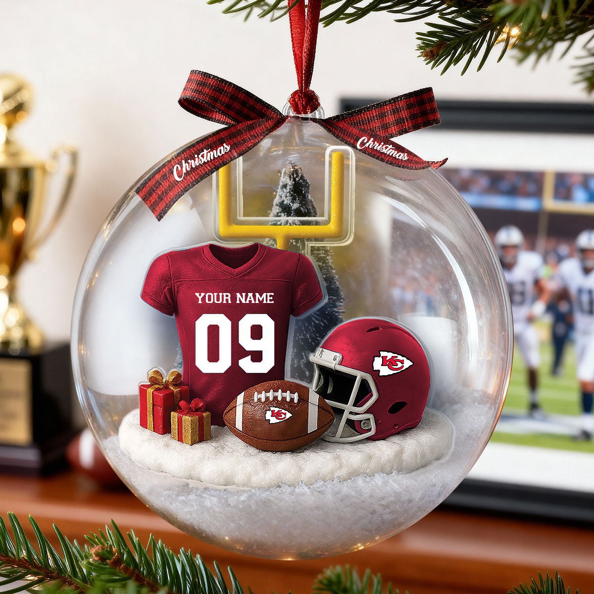 Premium NFL KC Snow Globe Ornament V1 NAK TQT-071025