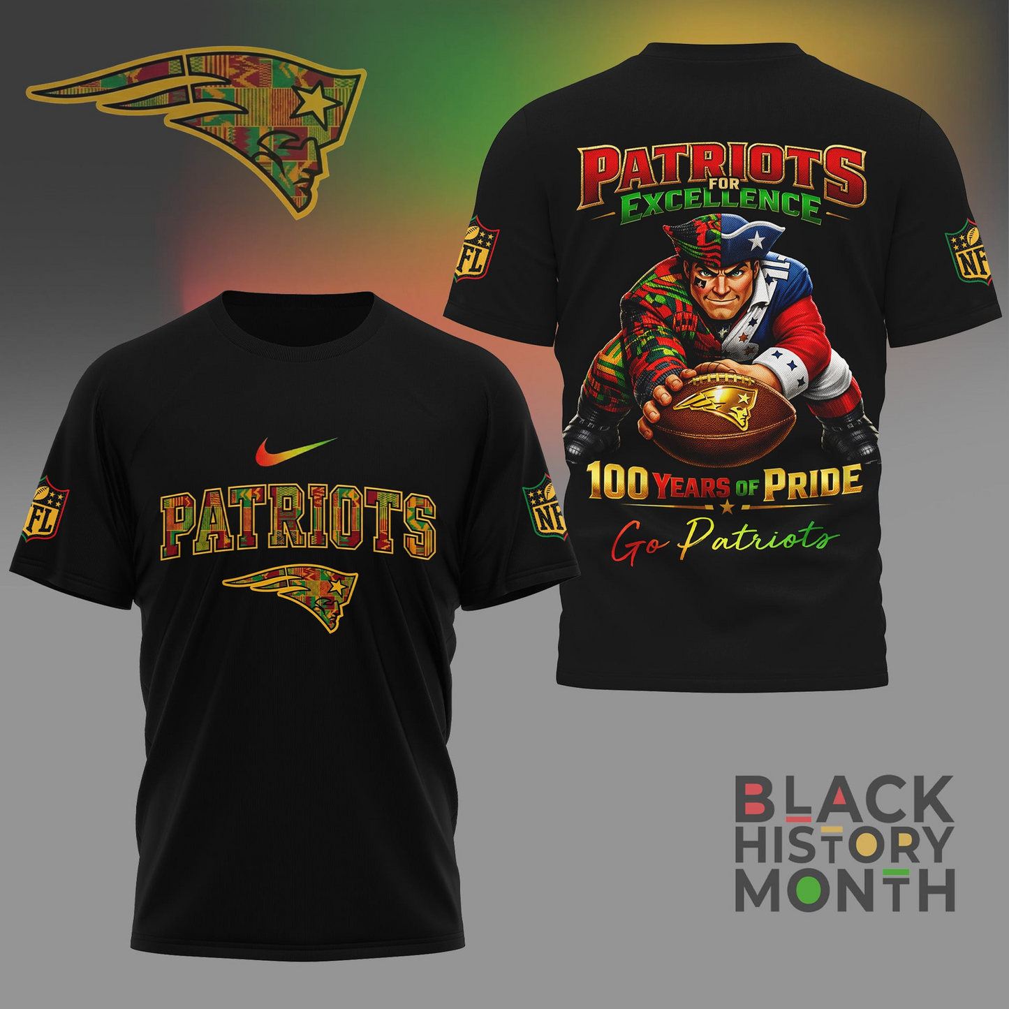 Premium NFL X PAT  Black History Month 3D Shirt NDT NHM 070226