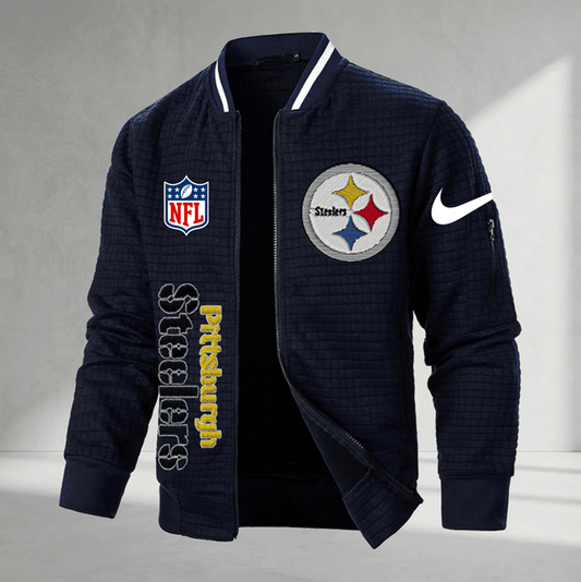 Premium NFL x PIT Men�???s Waffle Plaid Cardigan NDT VHM 160126