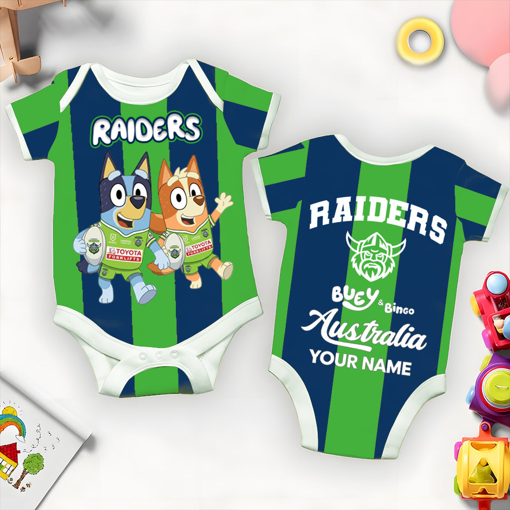 Premium NRL X CR Bluey & Bingo  Baby Romper Custom Name For Kids V4 NDT LVH 230326