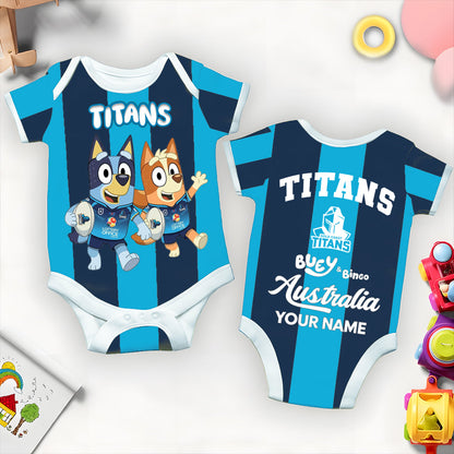 Premium NRL X GCT Bluey & Bingo  Baby Romper Custom Name For Kids V4 NDT LVH 230326