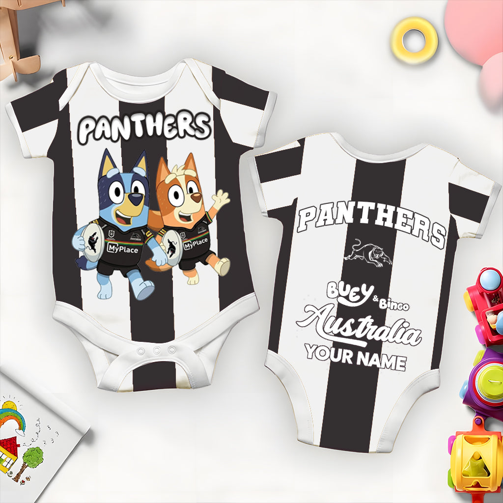 Premium NRL X PP Bluey & Bingo  Baby Romper Custom Name For Kids V4 NDT LVH 230326