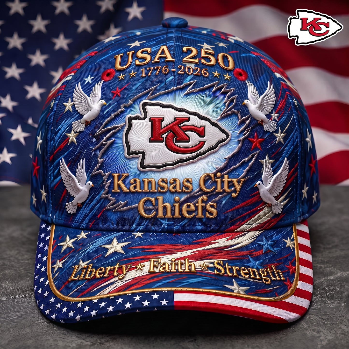 Premium NFL x KC 250 Years Anniversary Of Freedom Cap V4  260626