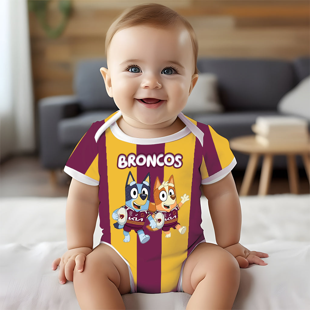 Premium NRL X BB Bluey & Bingo  Baby Romper Custom Name For Kids V4 NDT LVH 230326