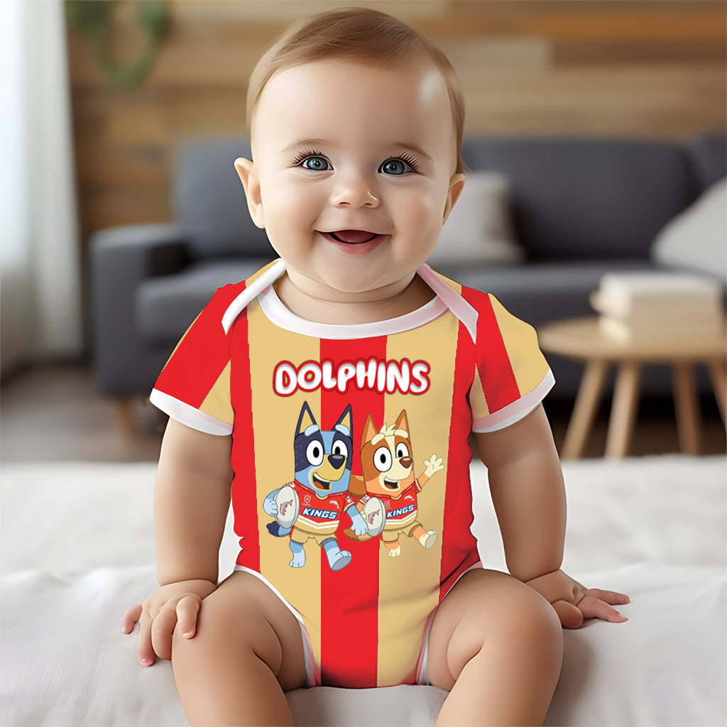 Premium NRL X DOL Bluey & Bingo  Baby Romper Custom Name For Kids V4 NDT LVH 230326