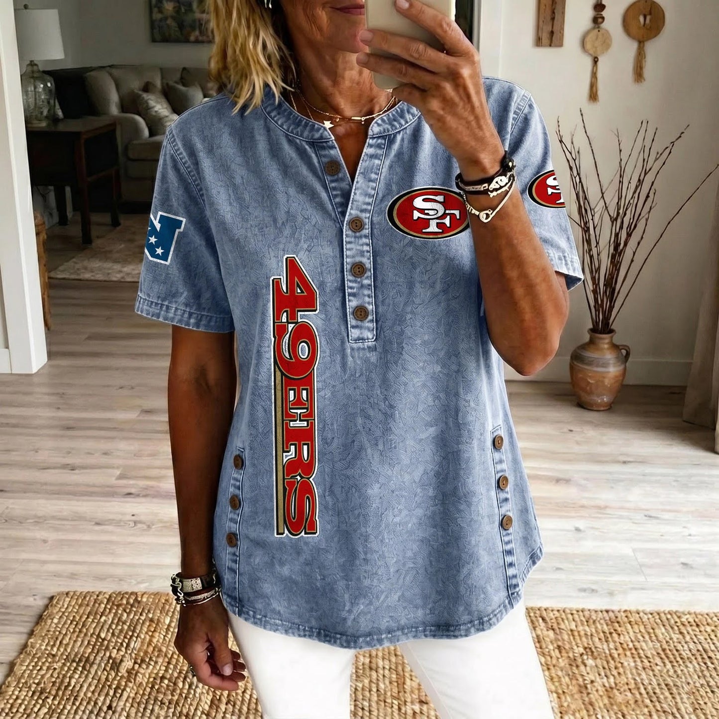 SAN x NFL Womenƒ??s Denim Casual Tops DATND LBN 190526