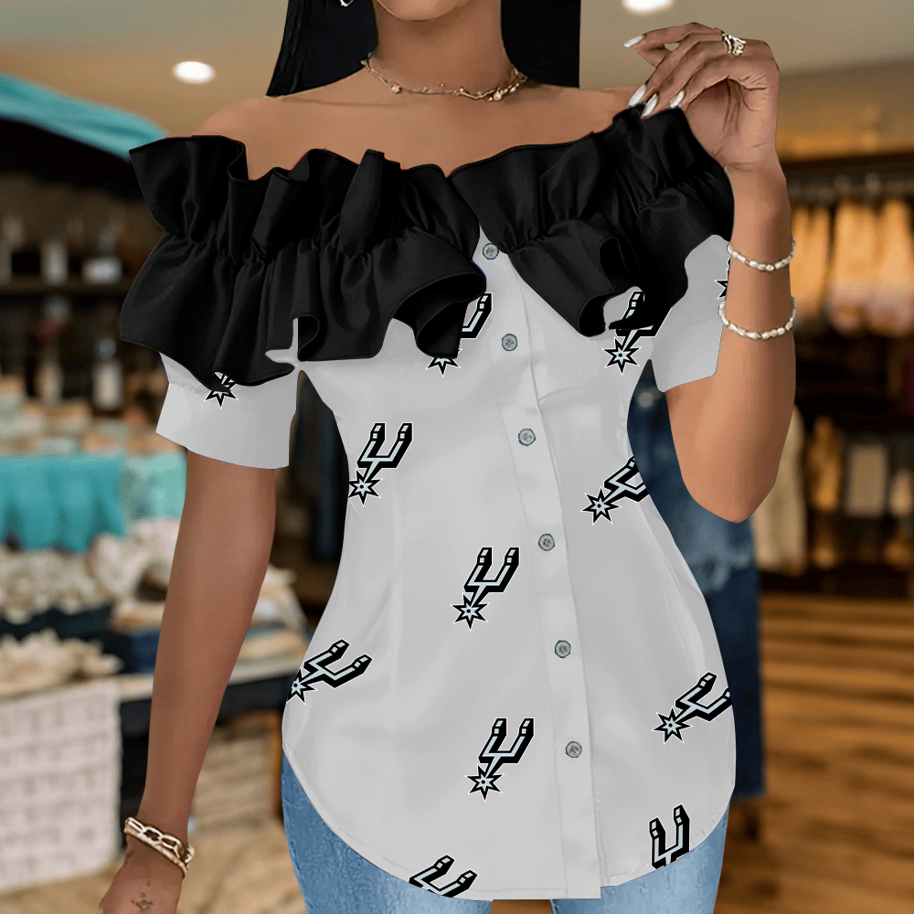 SAS Premium NBA Women Ruffle Off-Shoulder Blouse DDT CTND