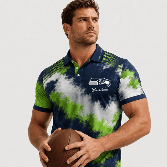 SEA X Premium NFL Premium Personalized Helmet Polo Shirt