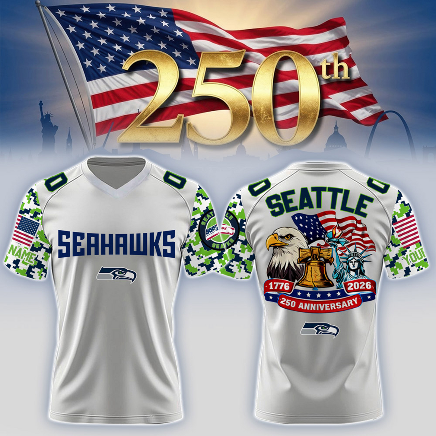 SEA x 250th Years USA Anniversary-V-neck Short Sleeve Jersey DATND TANTD