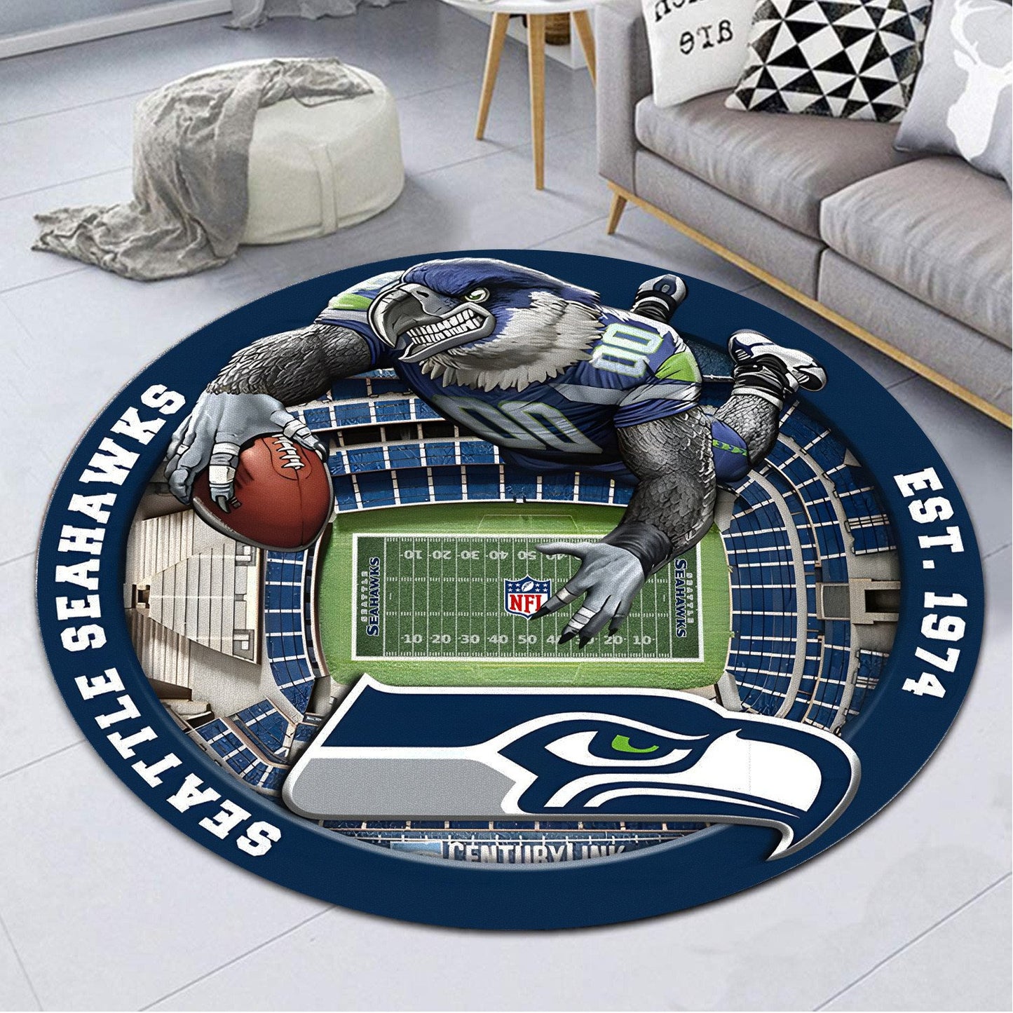 SEA x NFL Luxury 3D Round Rug DatND DVT