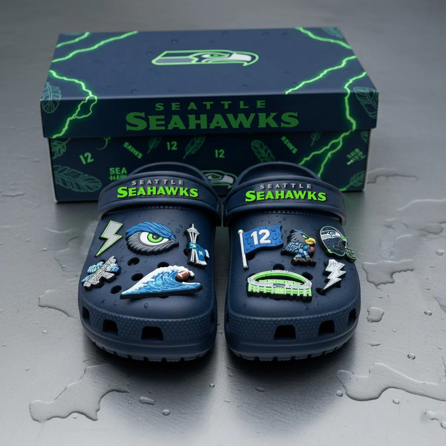SEA x NFL Premium Crocs Clogs Shoes DATND TANTD
