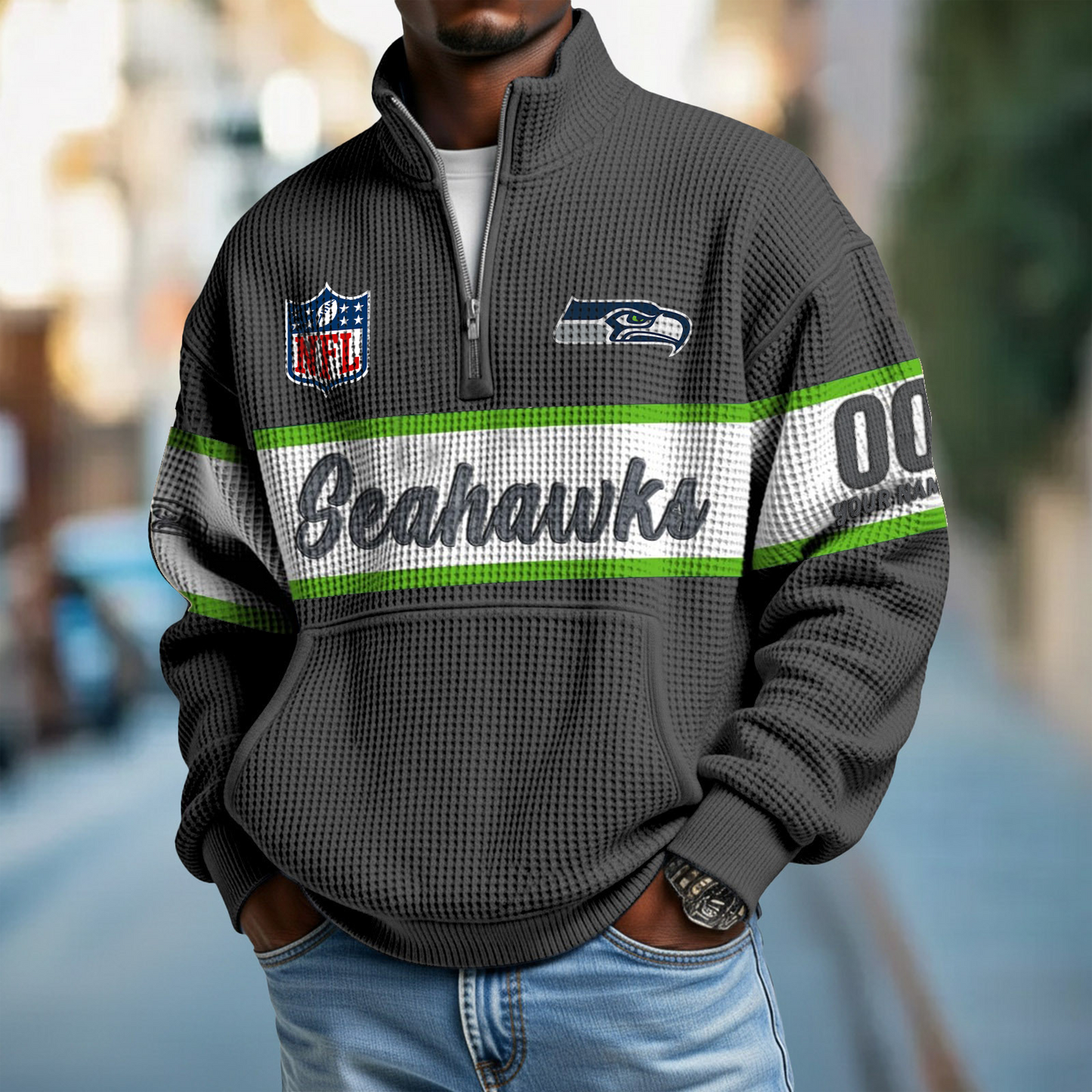 SEA x NFL Quarter-Zip Waffle Pullover DATND TANTD