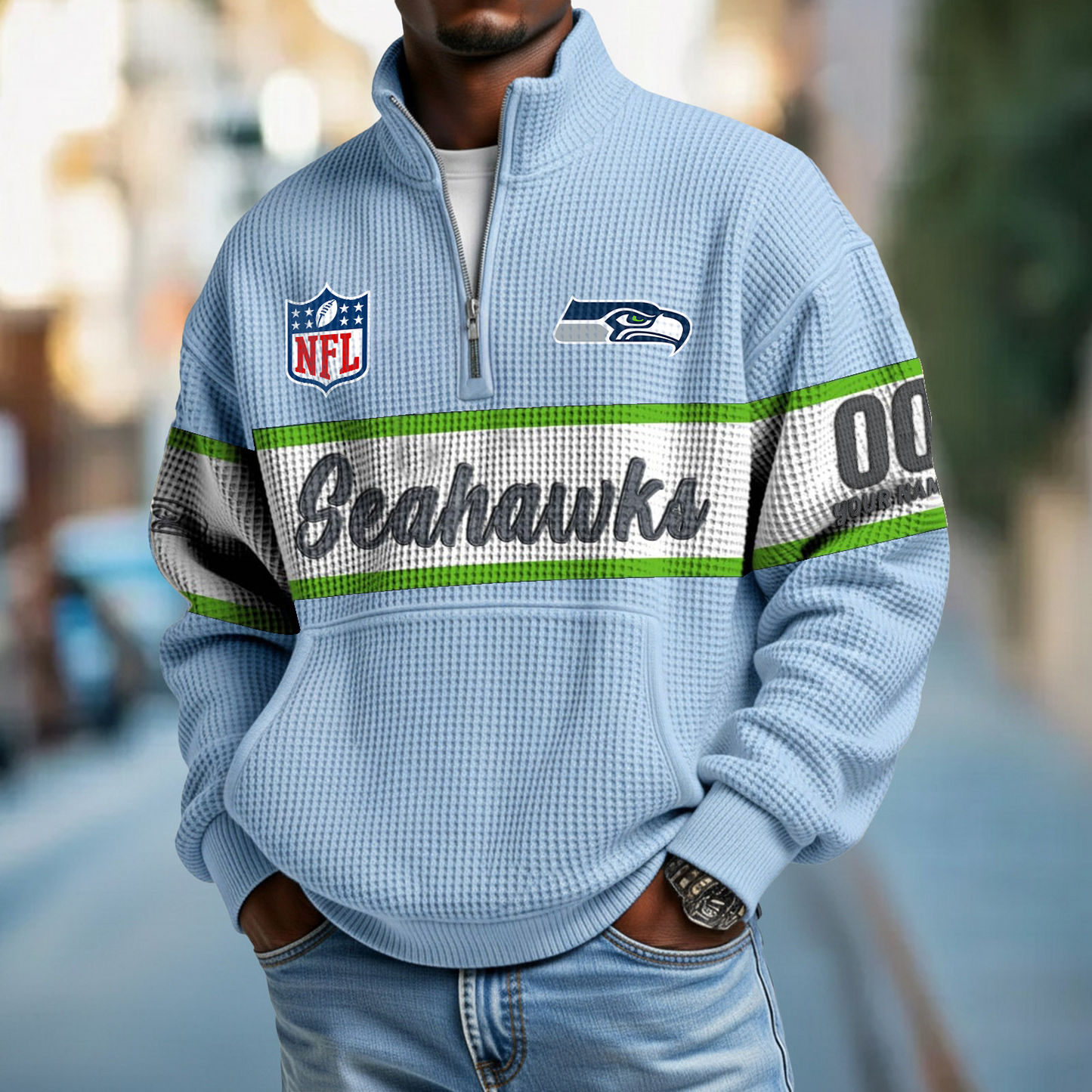 SEA x NFL Quarter-Zip Waffle Pullover DATND TANTD