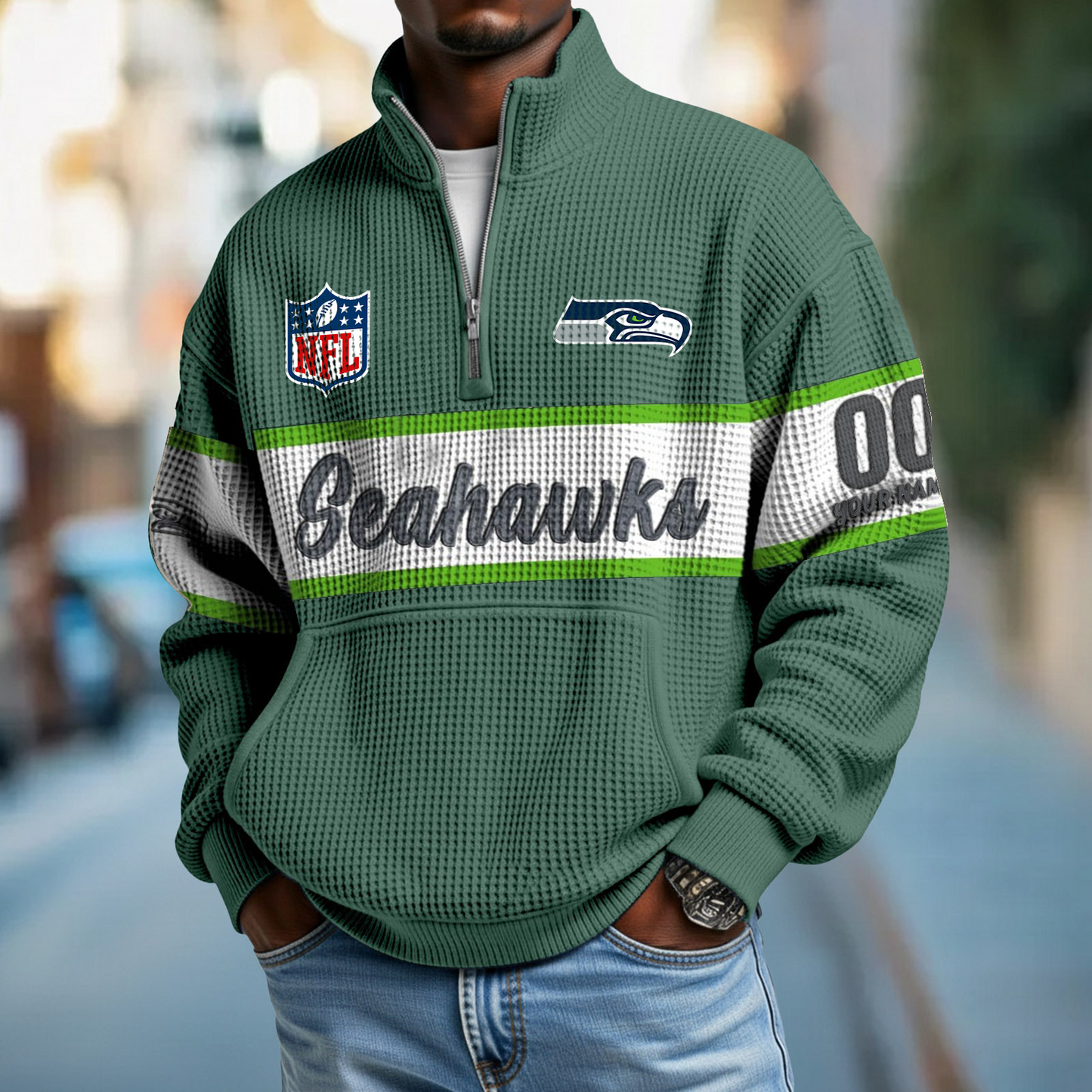 SEA x NFL Quarter-Zip Waffle Pullover DATND TANTD