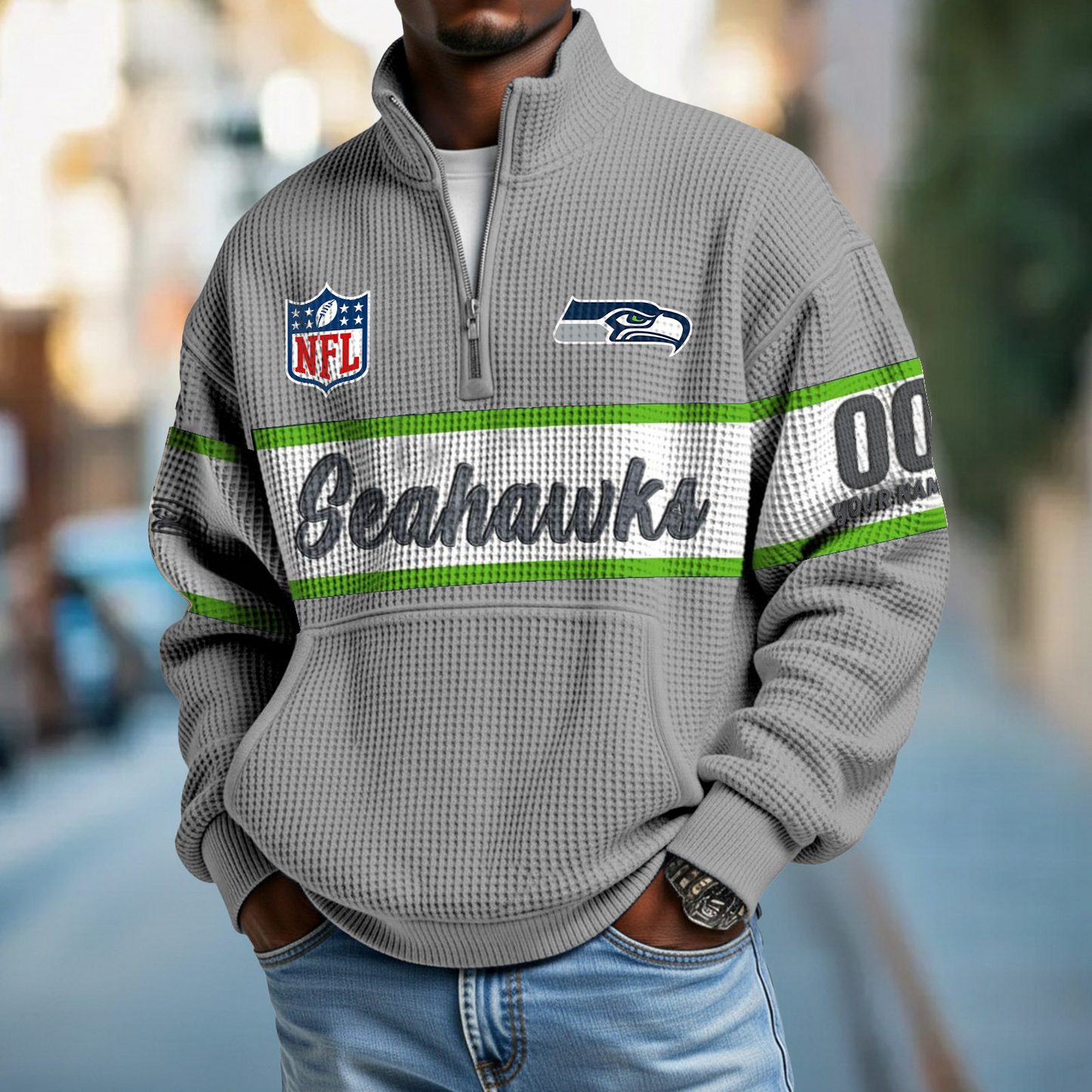 SEA x NFL Quarter-Zip Waffle Pullover DATND TANTD