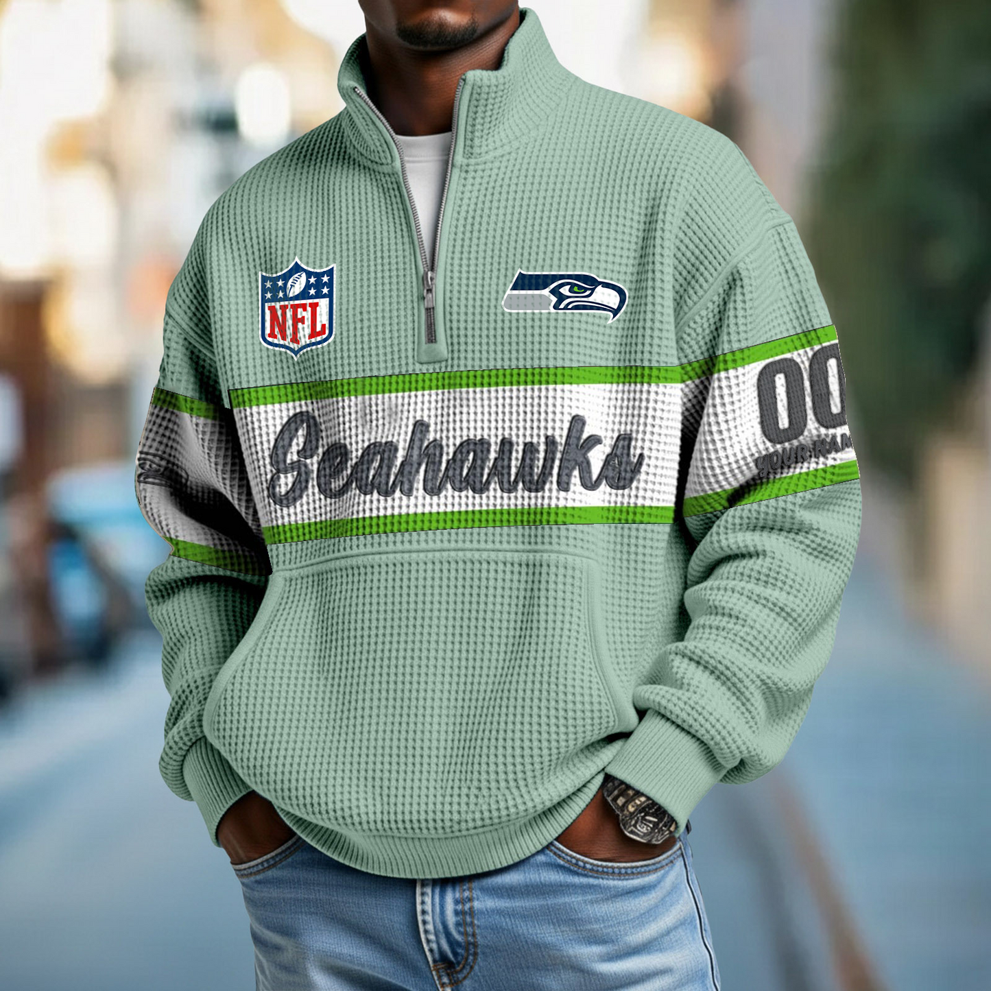 SEA x NFL Quarter-Zip Waffle Pullover DATND TANTD