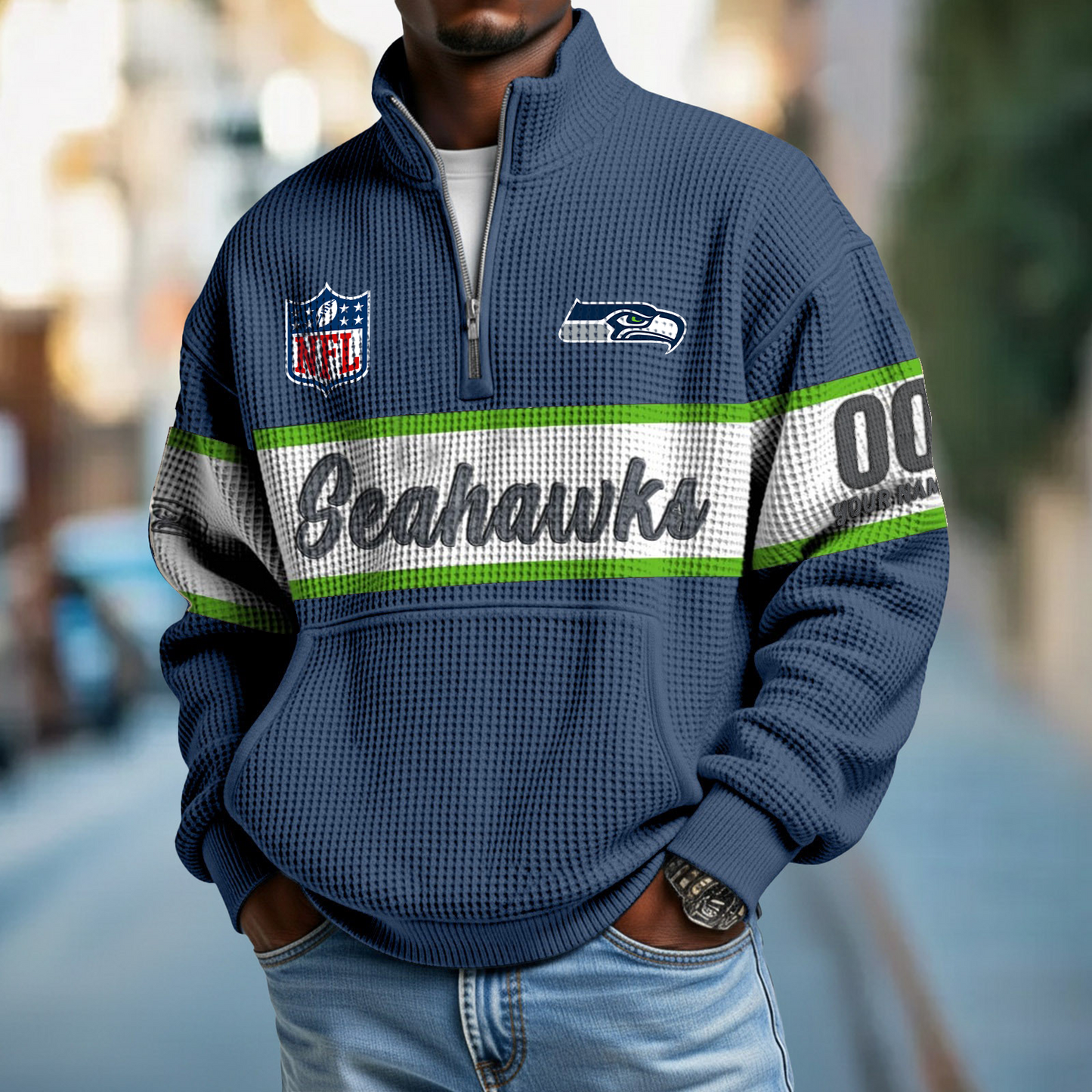 SEA x NFL Quarter-Zip Waffle Pullover DATND TANTD
