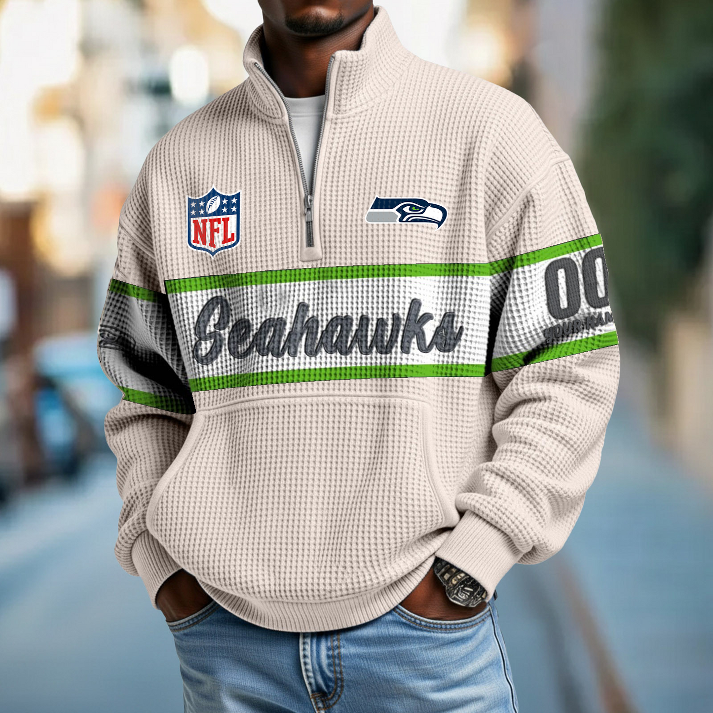 SEA x NFL Quarter-Zip Waffle Pullover DATND TANTD