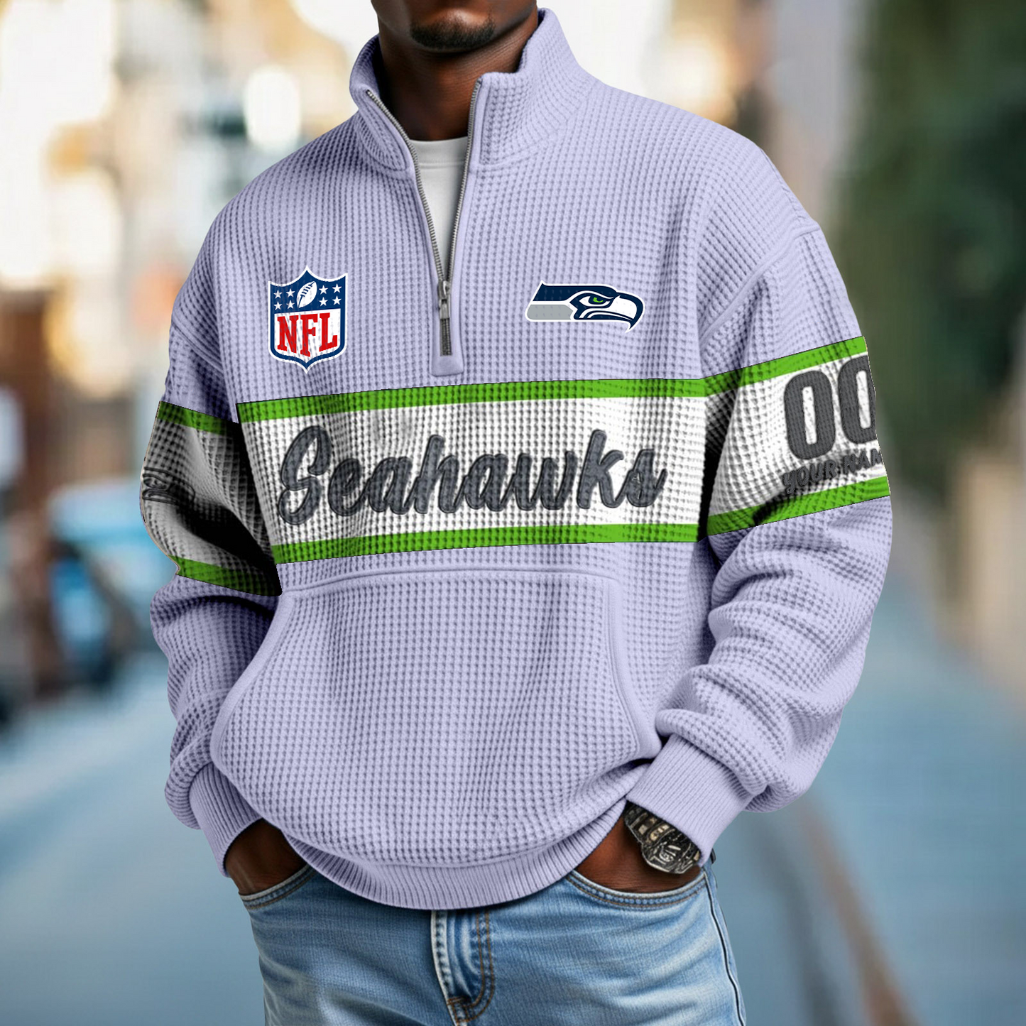 SEA x NFL Quarter-Zip Waffle Pullover DATND TANTD
