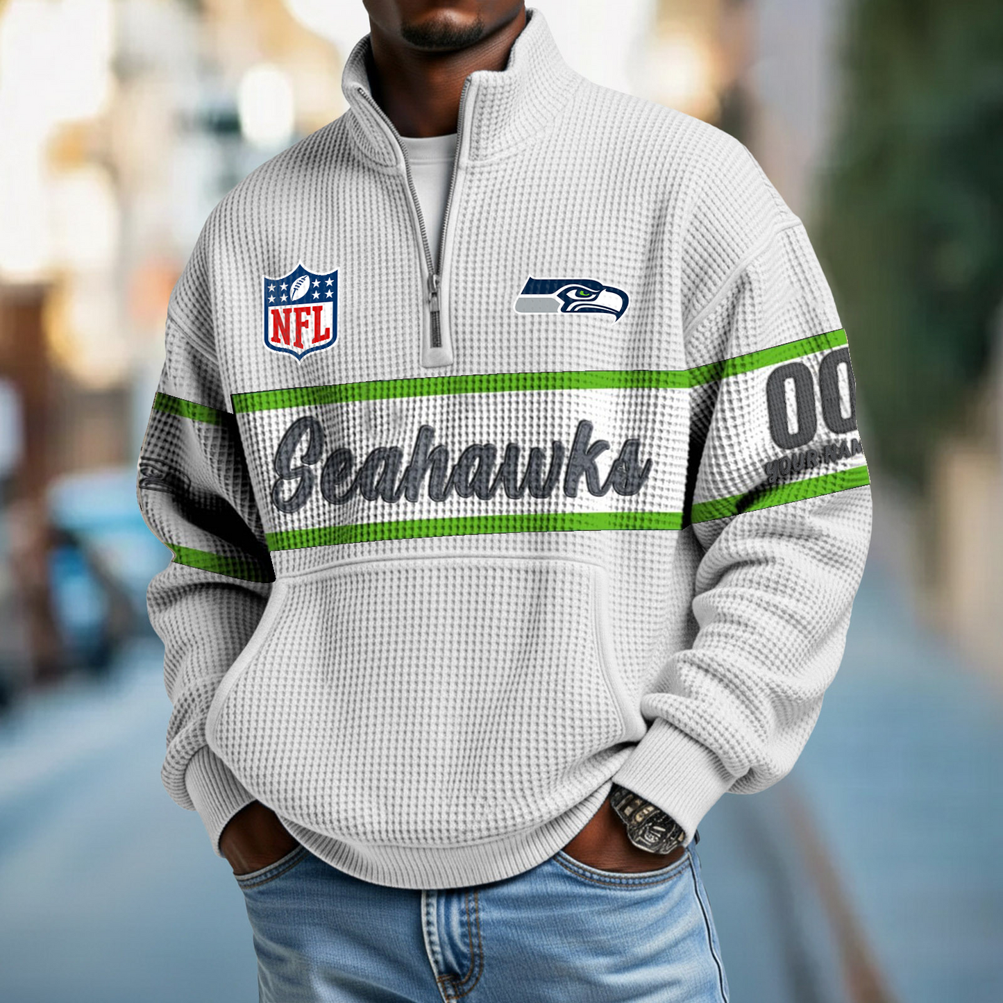 SEA x NFL Quarter-Zip Waffle Pullover DATND TANTD