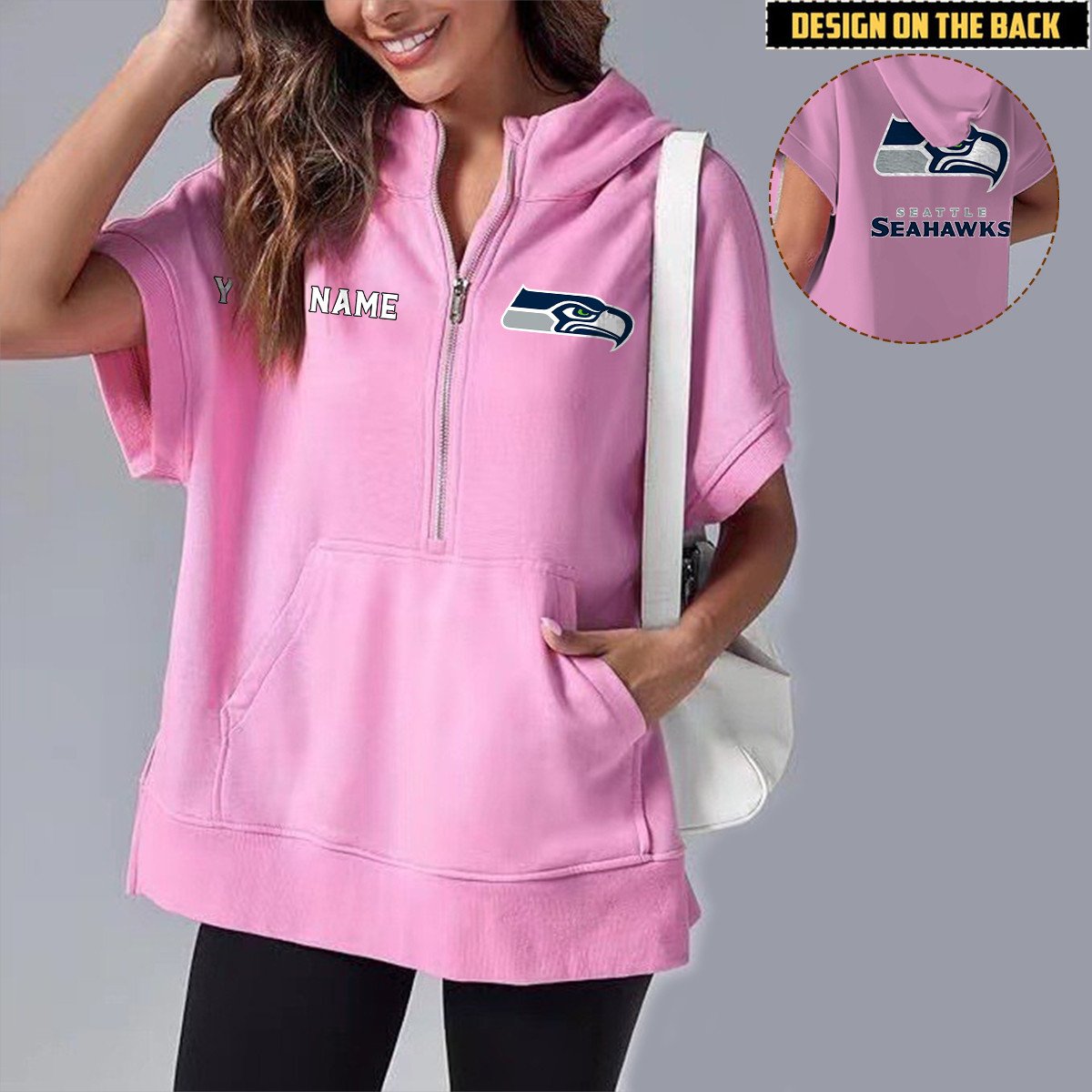 SEA x NFL Short Sleeve Zip Hoodie DATND TANTD