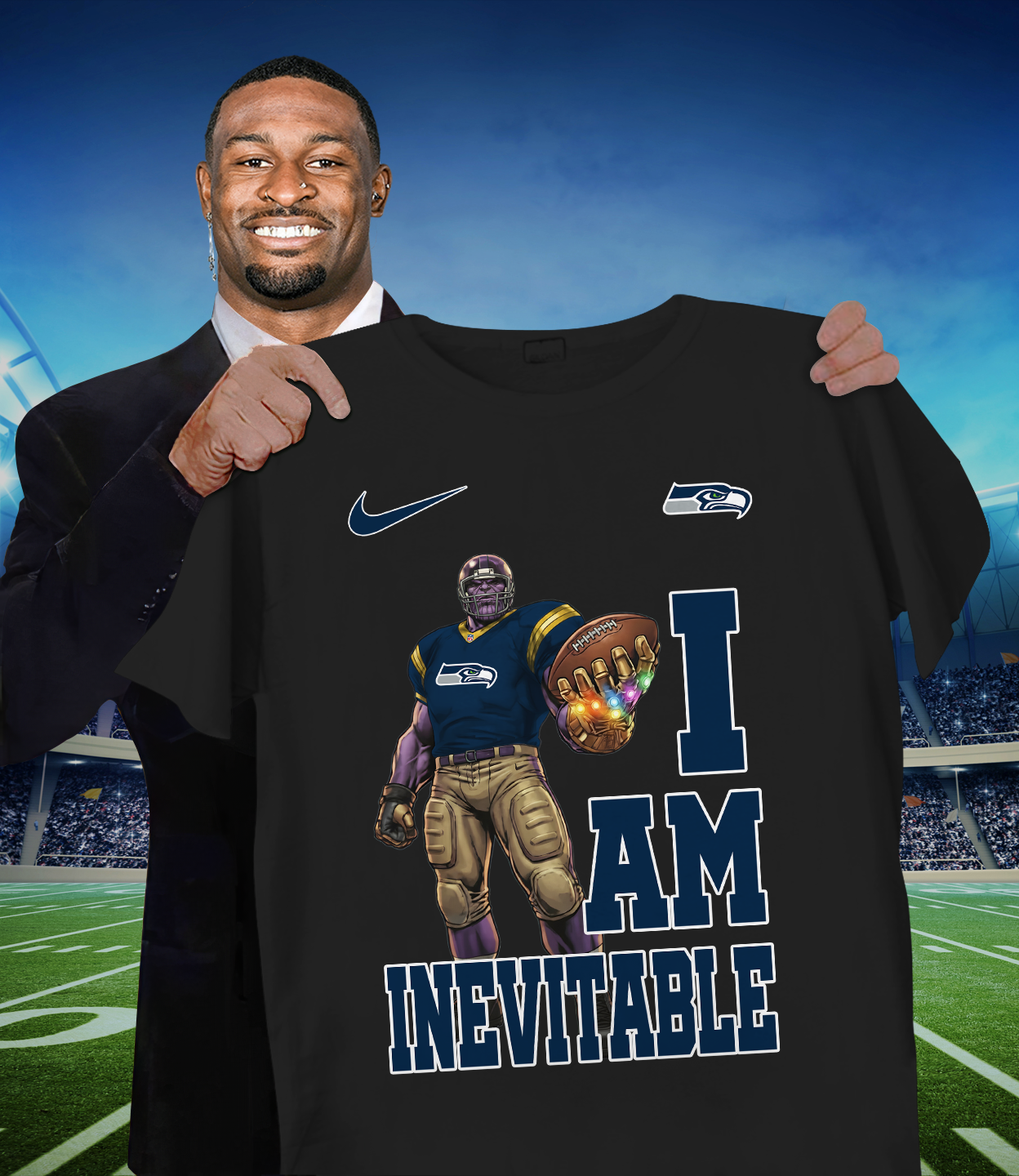 SEA x NFL Thanos I Am Inevitable T-Shirt DATND TANTD
