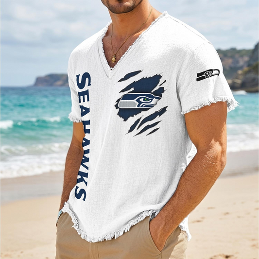 SEA x NFL V-Neck Linen Beach Shirt 1905 DatND DVT