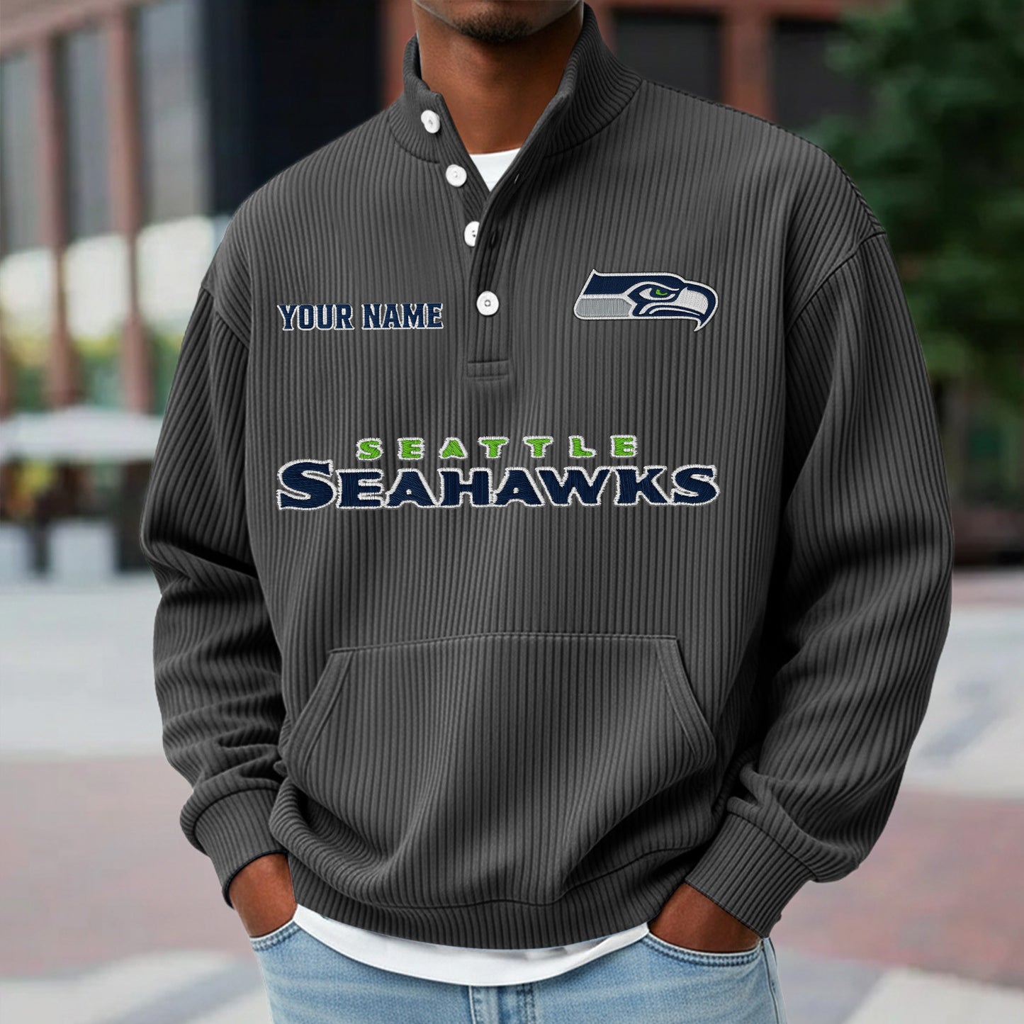 SEA x NFL Waffle High Neck Long Sleeved Sweatshirt DATND TANTD 221125