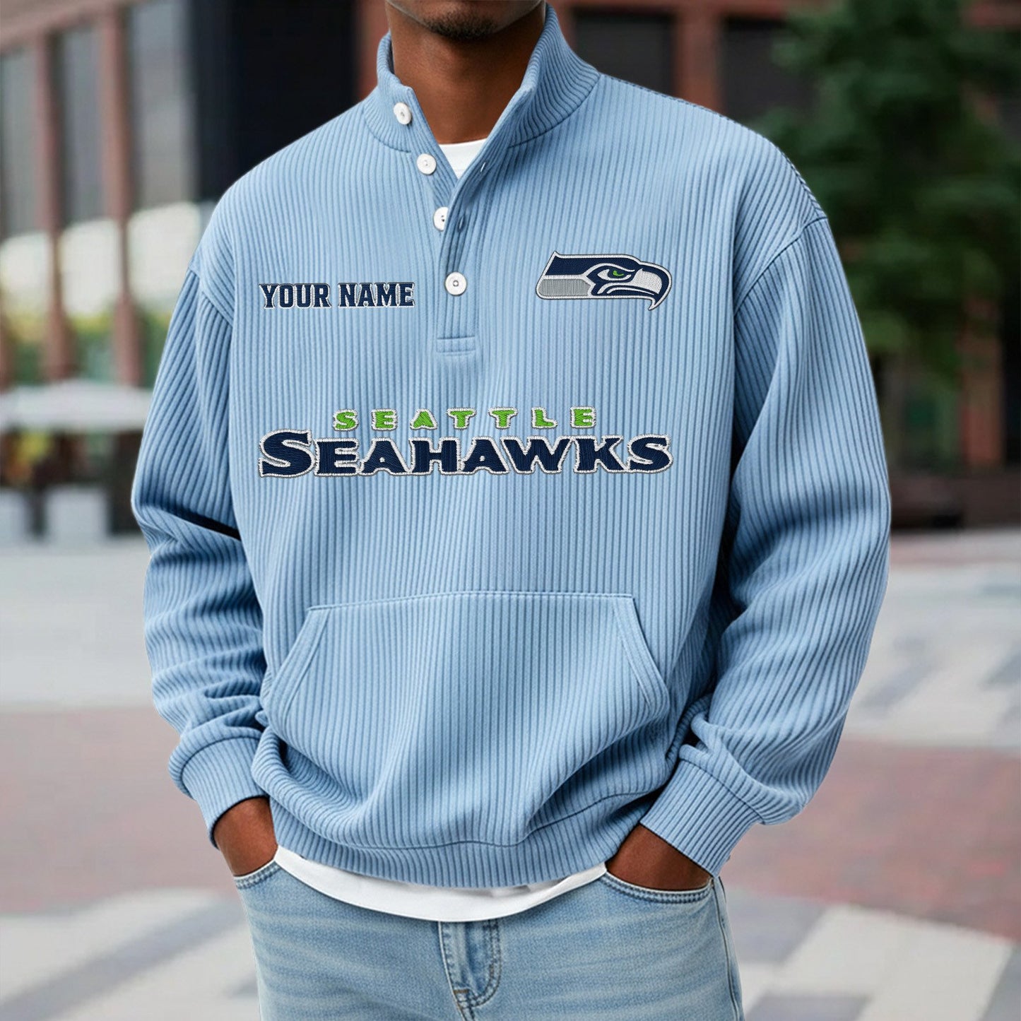 SEA x NFL Waffle High Neck Long Sleeved Sweatshirt DATND TANTD 221125