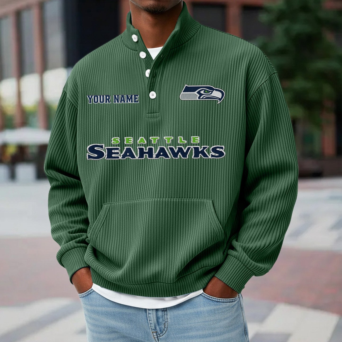 SEA x NFL Waffle High Neck Long Sleeved Sweatshirt DATND TANTD 221125