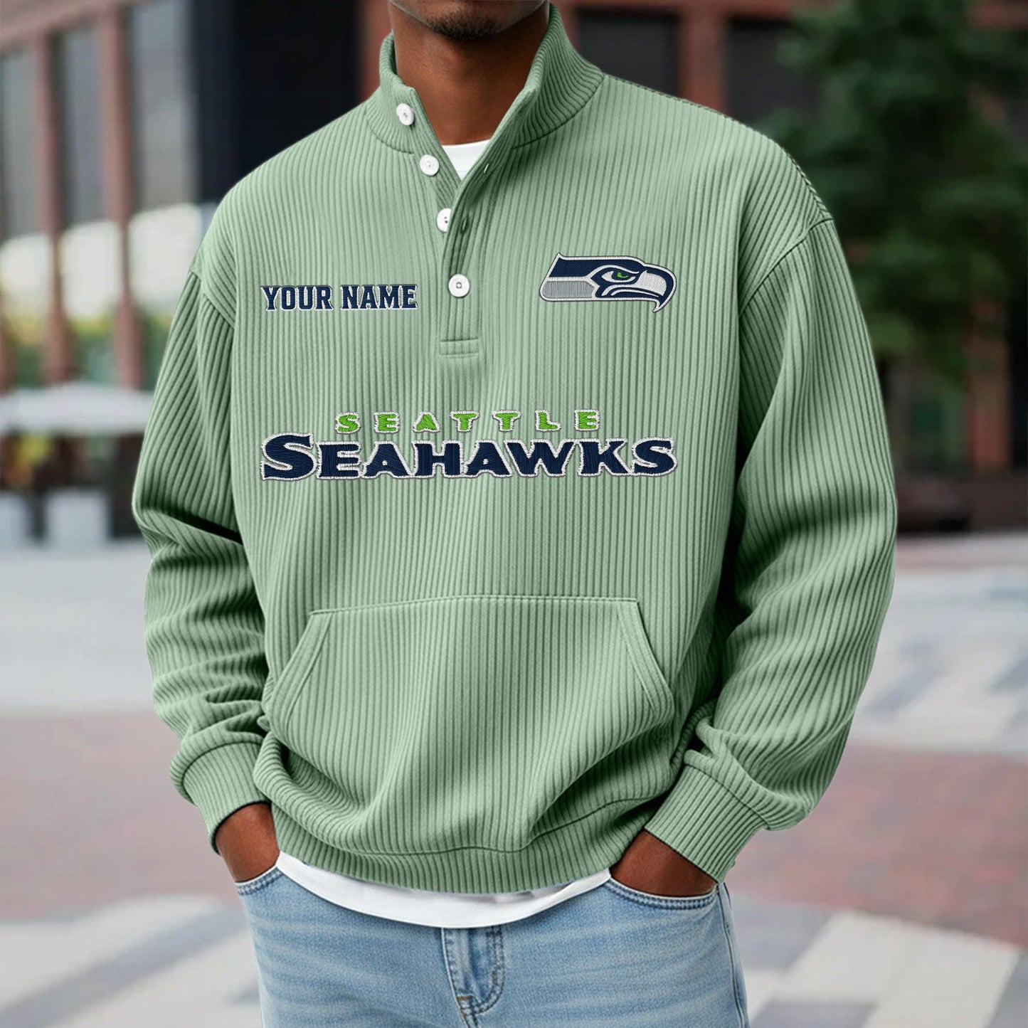 SEA x NFL Waffle High Neck Long Sleeved Sweatshirt DATND TANTD 221125