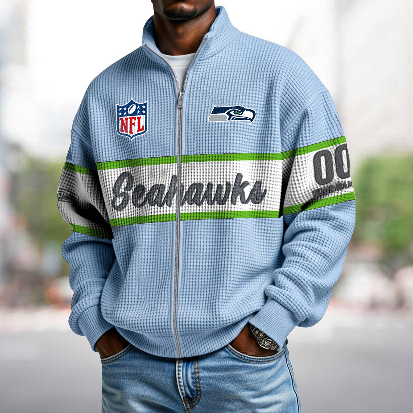SEA x NFL Waffle Zip-Up Sweatshirt DATND TANTD