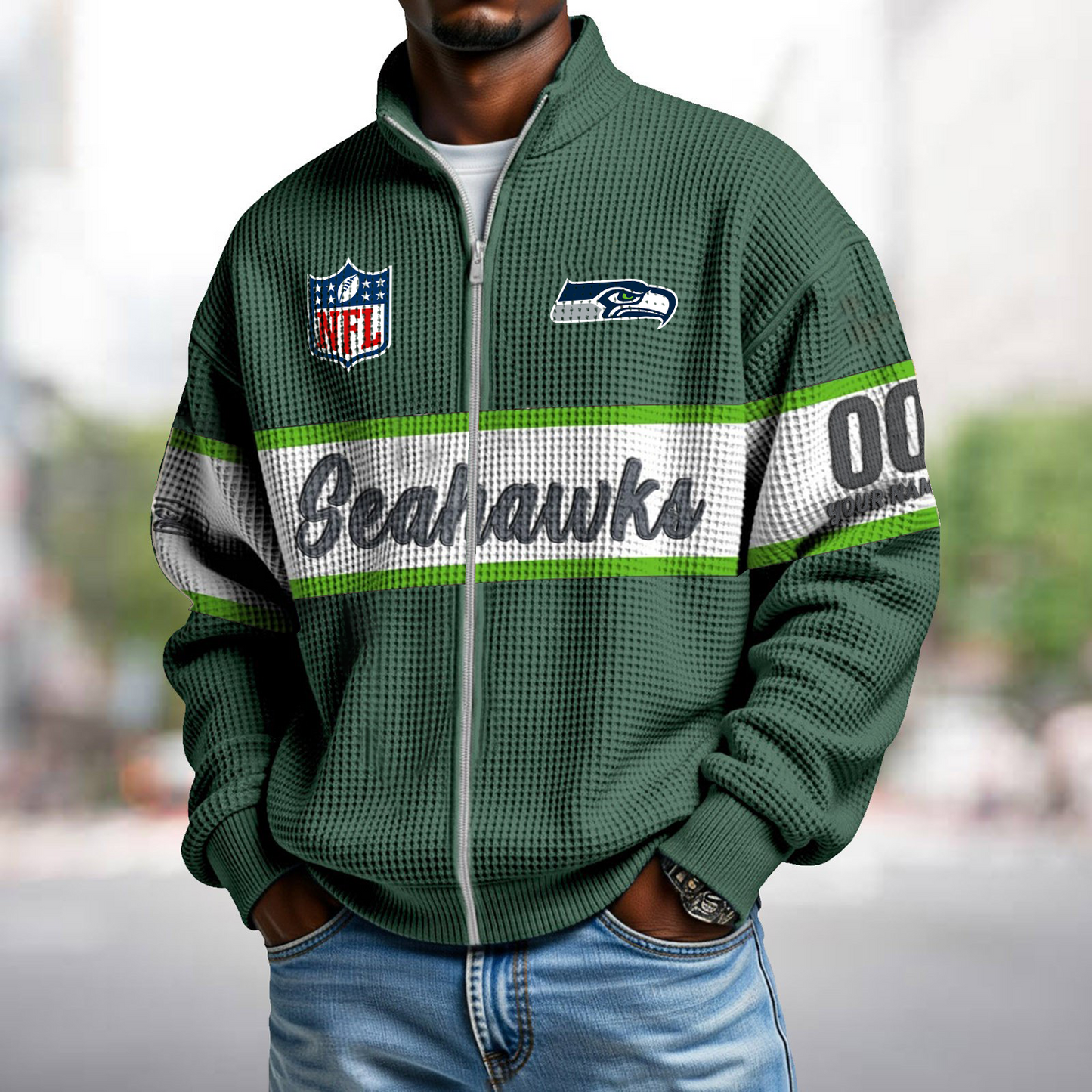 SEA x NFL Waffle Zip-Up Sweatshirt DATND TANTD