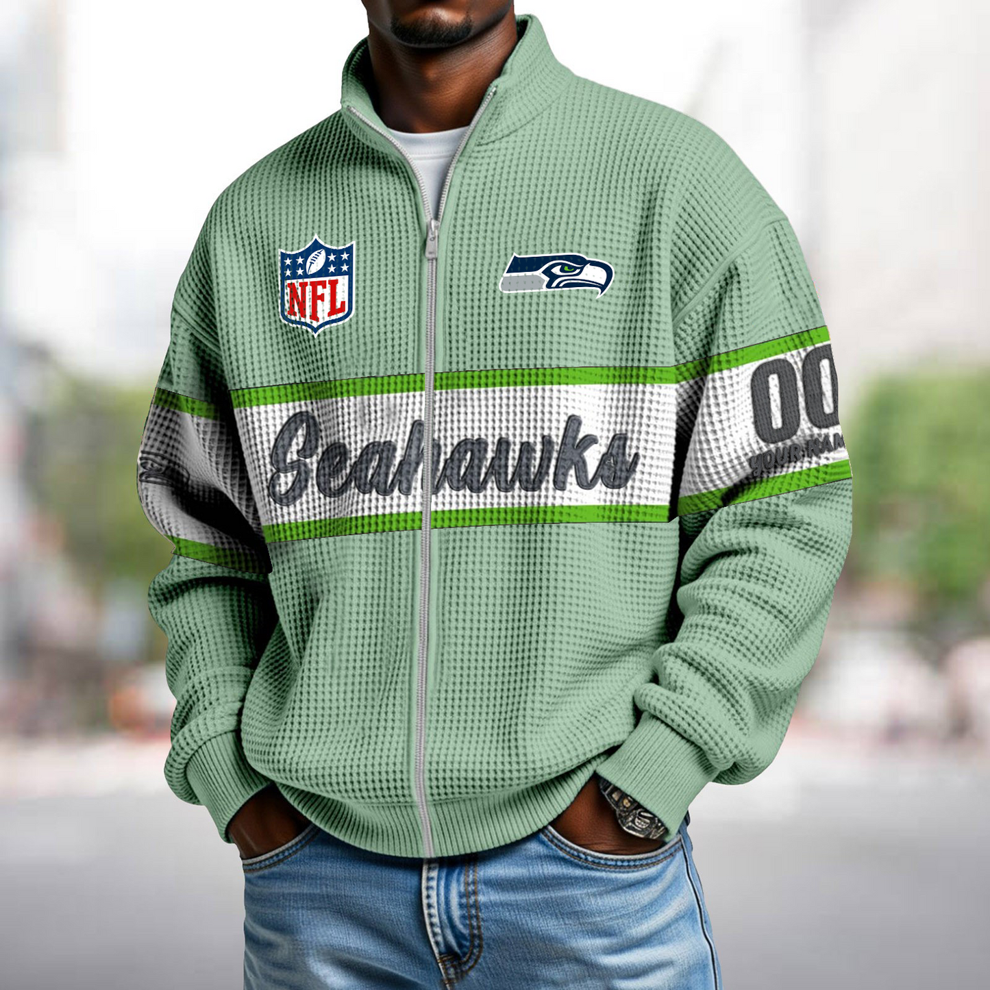 SEA x NFL Waffle Zip-Up Sweatshirt DATND TANTD