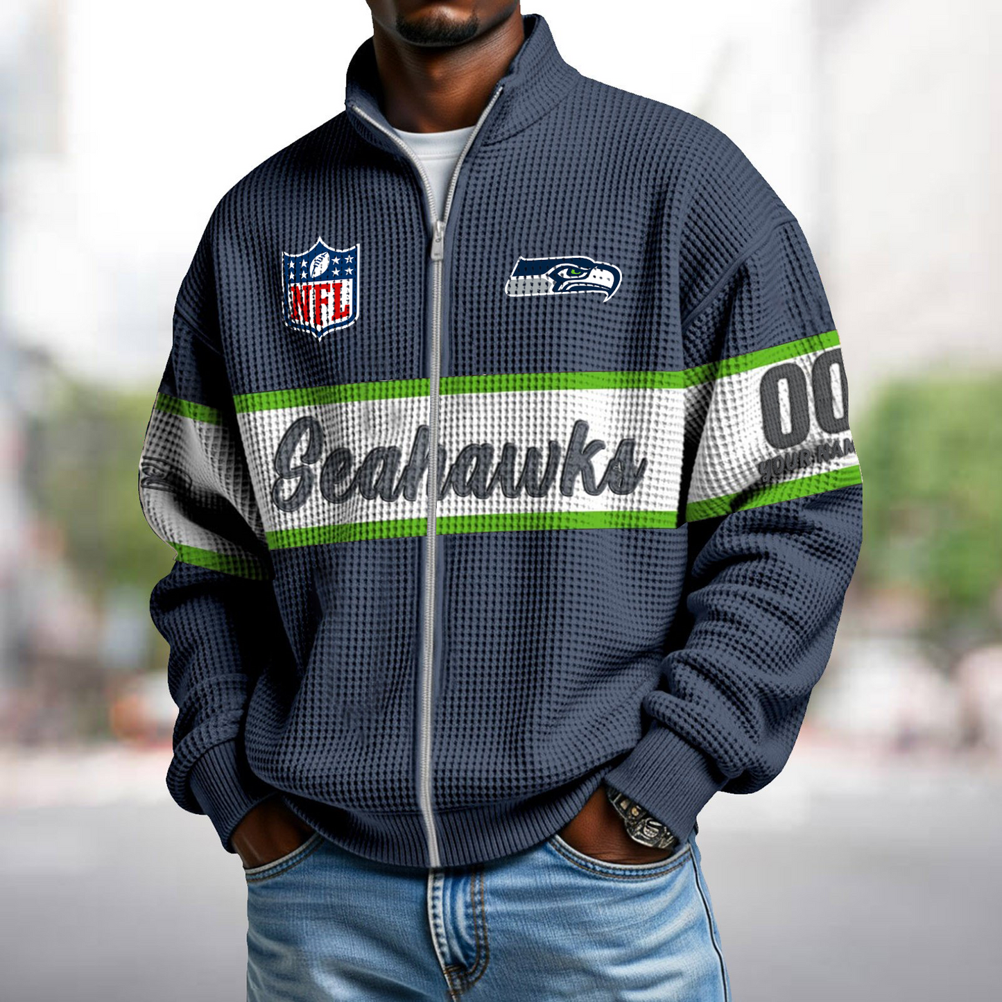 SEA x NFL Waffle Zip-Up Sweatshirt DATND TANTD