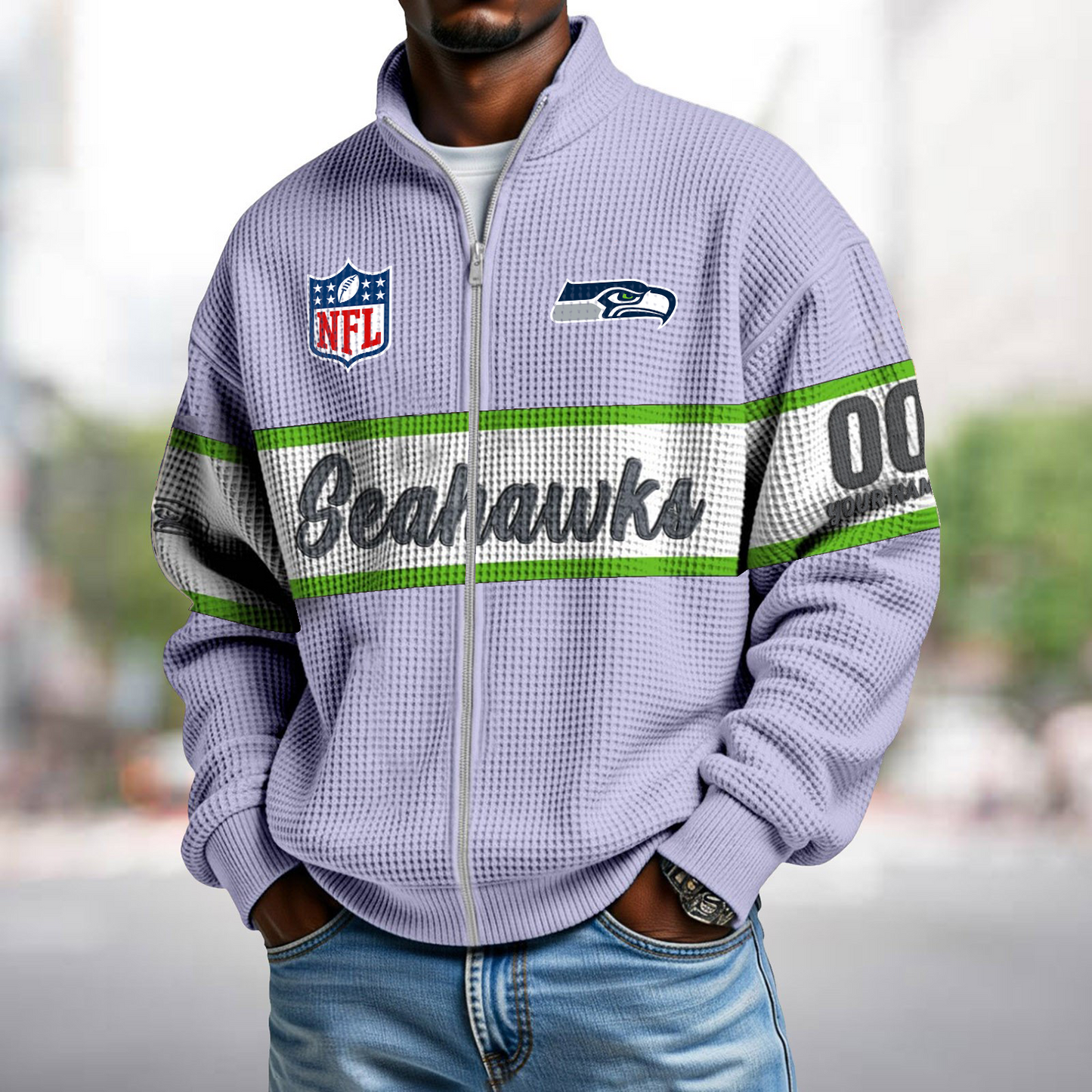 SEA x NFL Waffle Zip-Up Sweatshirt DATND TANTD